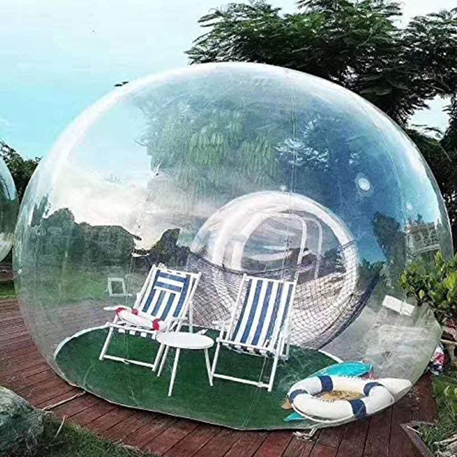 Tenda a Bolle Gonfiabile, Tenda da Campeggio di Lusso con Cupola a Bolle Trasparente, Tenda da Campeggio per Interni ed Esterni Antipioggia per 3-5 Persone