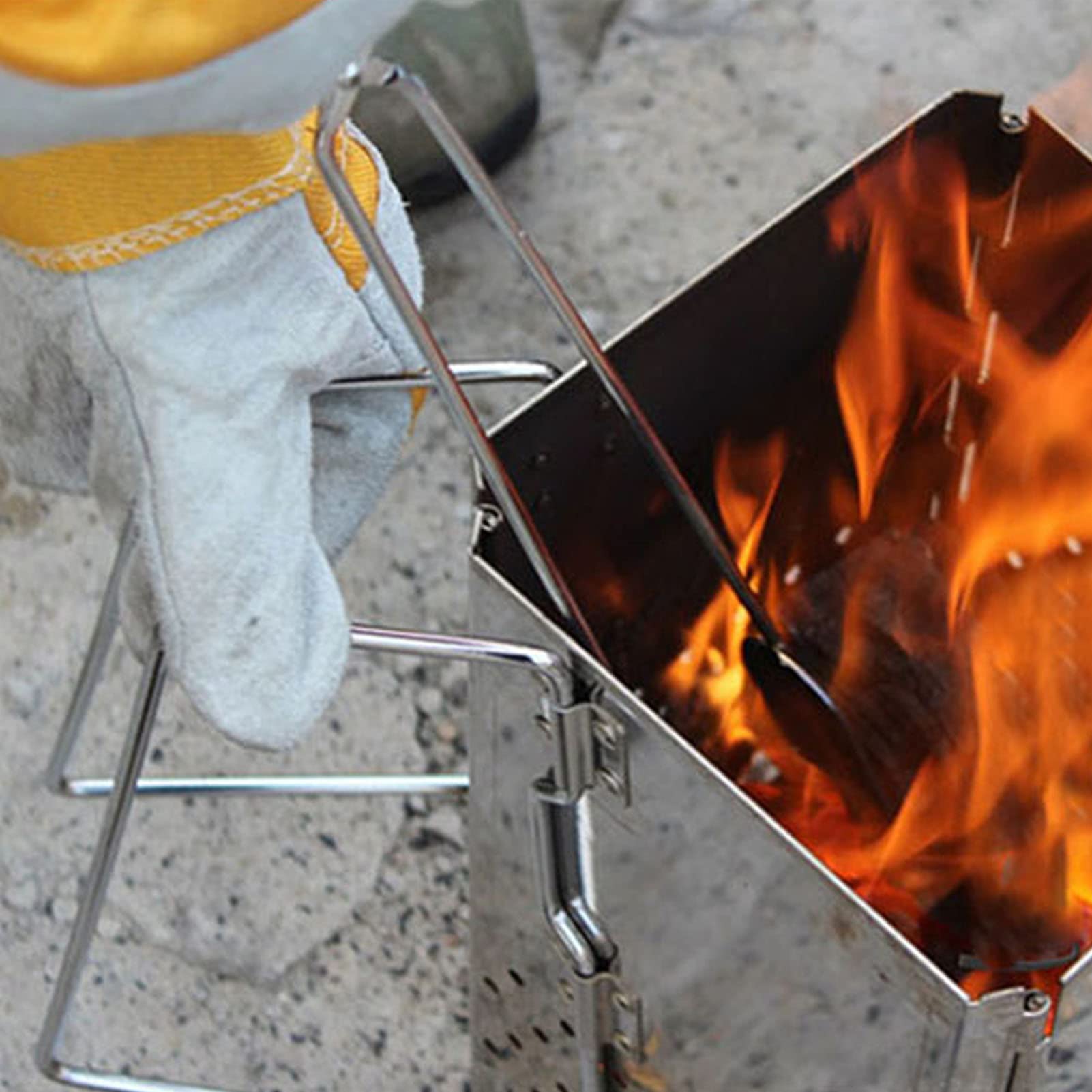 Anzündkamin, Rapidfire Starter - Groß (29cm Höhe) BBQ-Holzkohlegrill, Camping-Barbecue-Grill Grillanzünder, Edelstahl-Klapp-BBQ-Grill, Camping-BBQ-Grill für den Außenbereich Geschenk zum Valentinstag