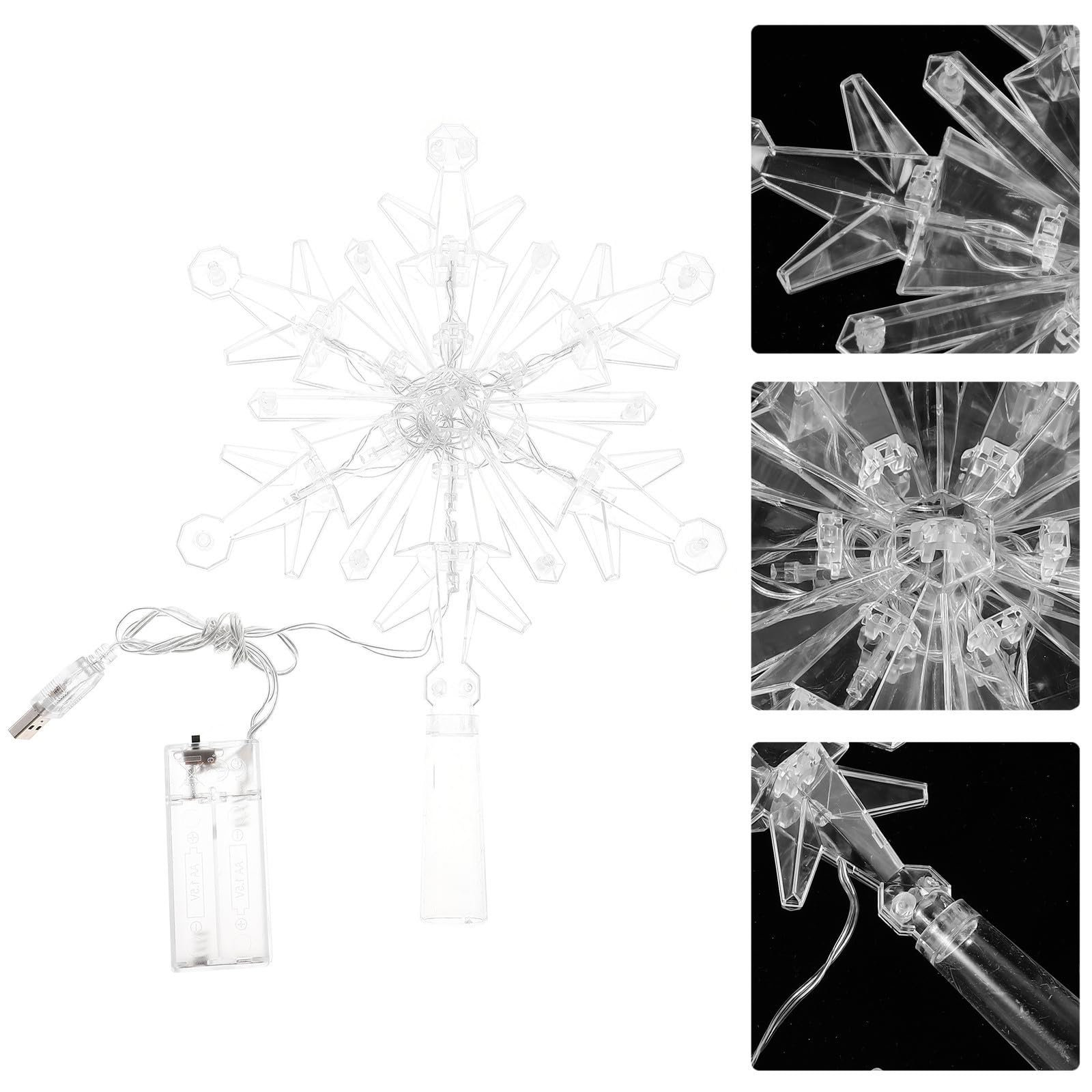 Gatuida 4 Pezzi Puntale Albero di Natale a Fiocco di Neve Luci LED