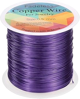 HARFINGTON Wire 203ft Length 24 Gauge Copper Craft Jewelry Wrapping Wire Tarnish Resistant Beading for Jewelry Making Supplies Crafting, Purple