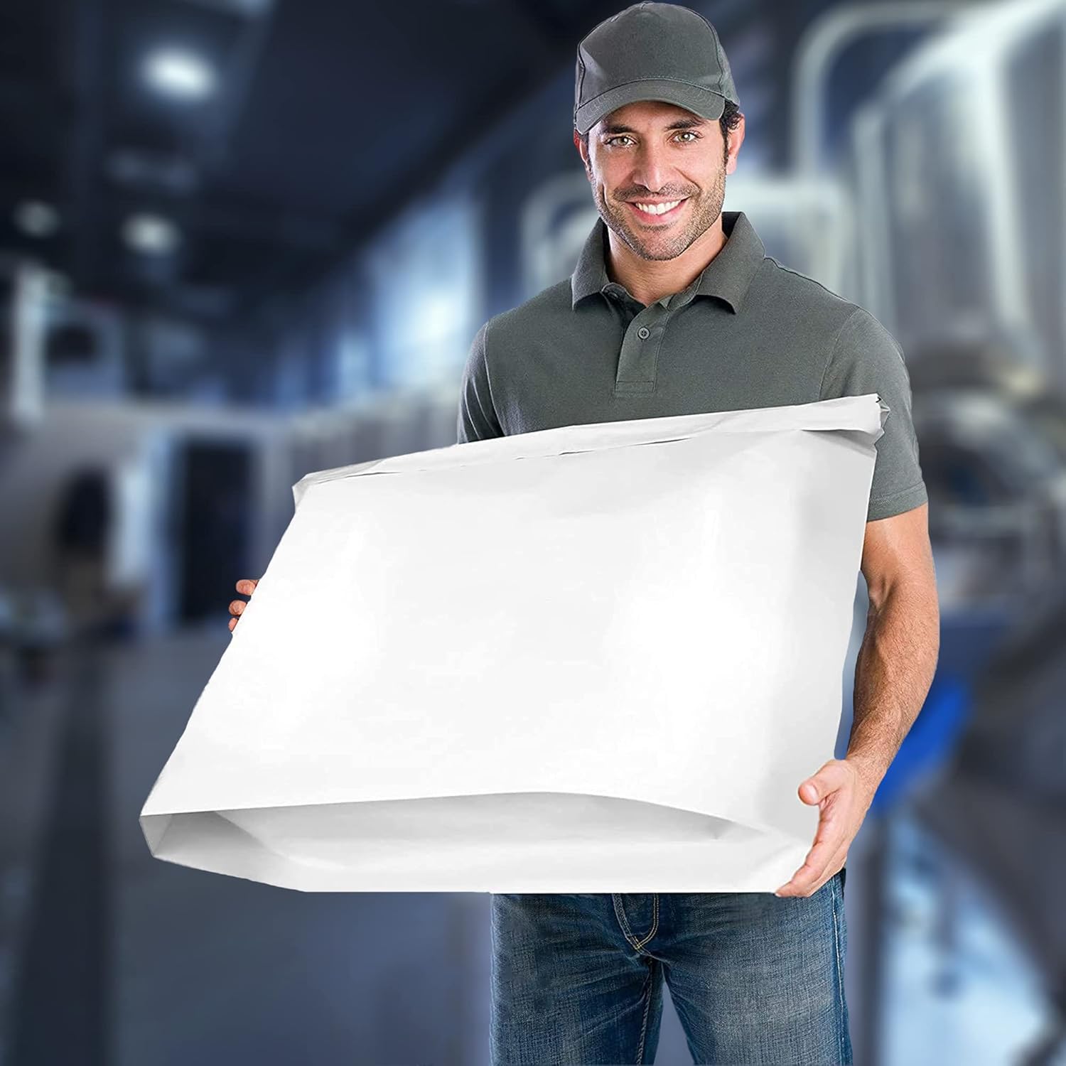 ABC PACK & SUPPLY Gusseted Poly Mailers, 24 x 21 x 6 Inch, 2.5 Mil White Shipping Bags for Clothing, Self Seal Plastic Mailing Envelopes, Pack of 25