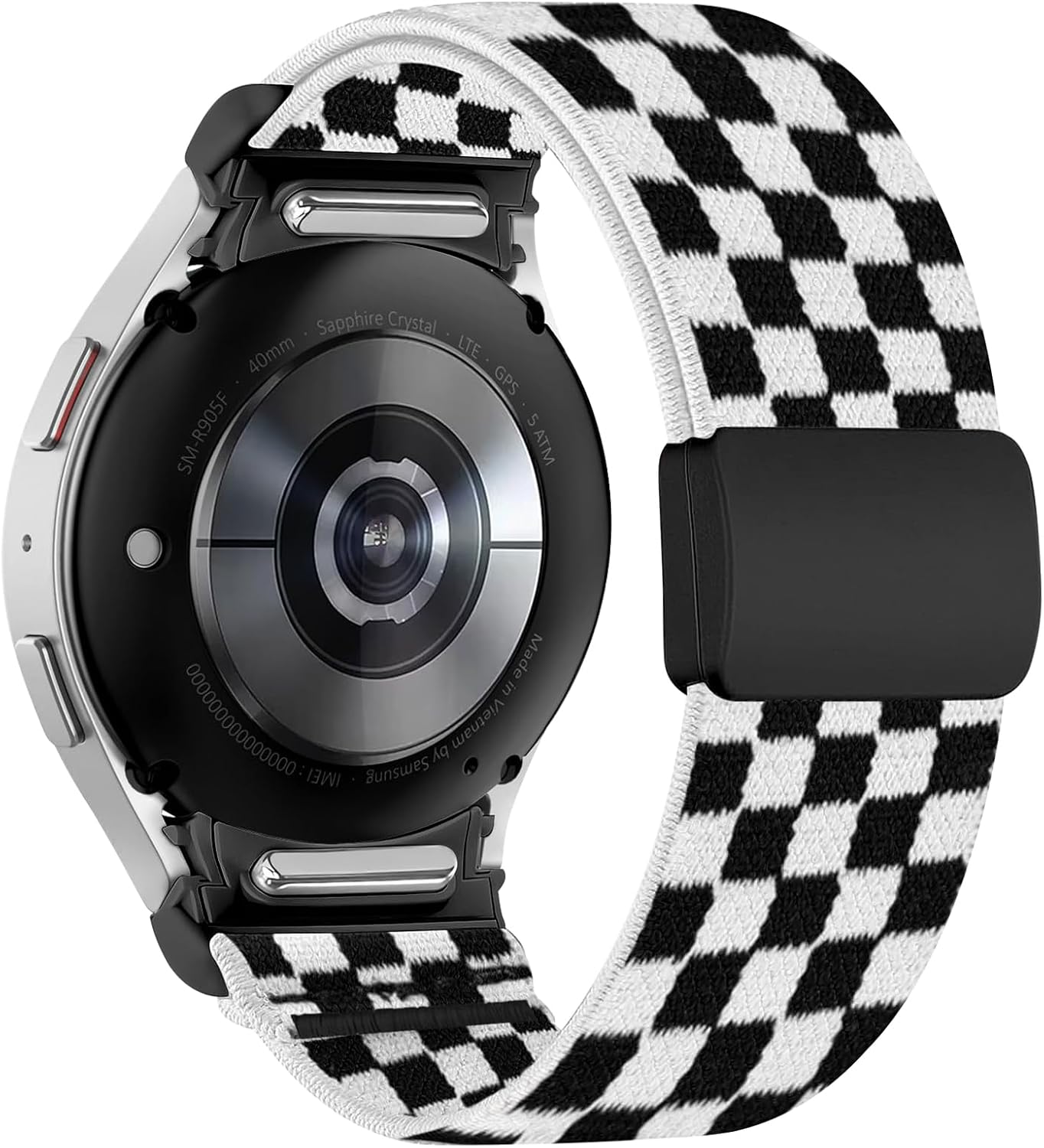 Stretchy Bands Compatible with Samsung Galaxy Watch 7 6 5 4 FE Band 40mm 44mm/5 Pro Band/Galaxy Watch 6 4 Classic 47mm 43mm 42mm 46mm, One Click No Gap Gradient Print Nylon Strap