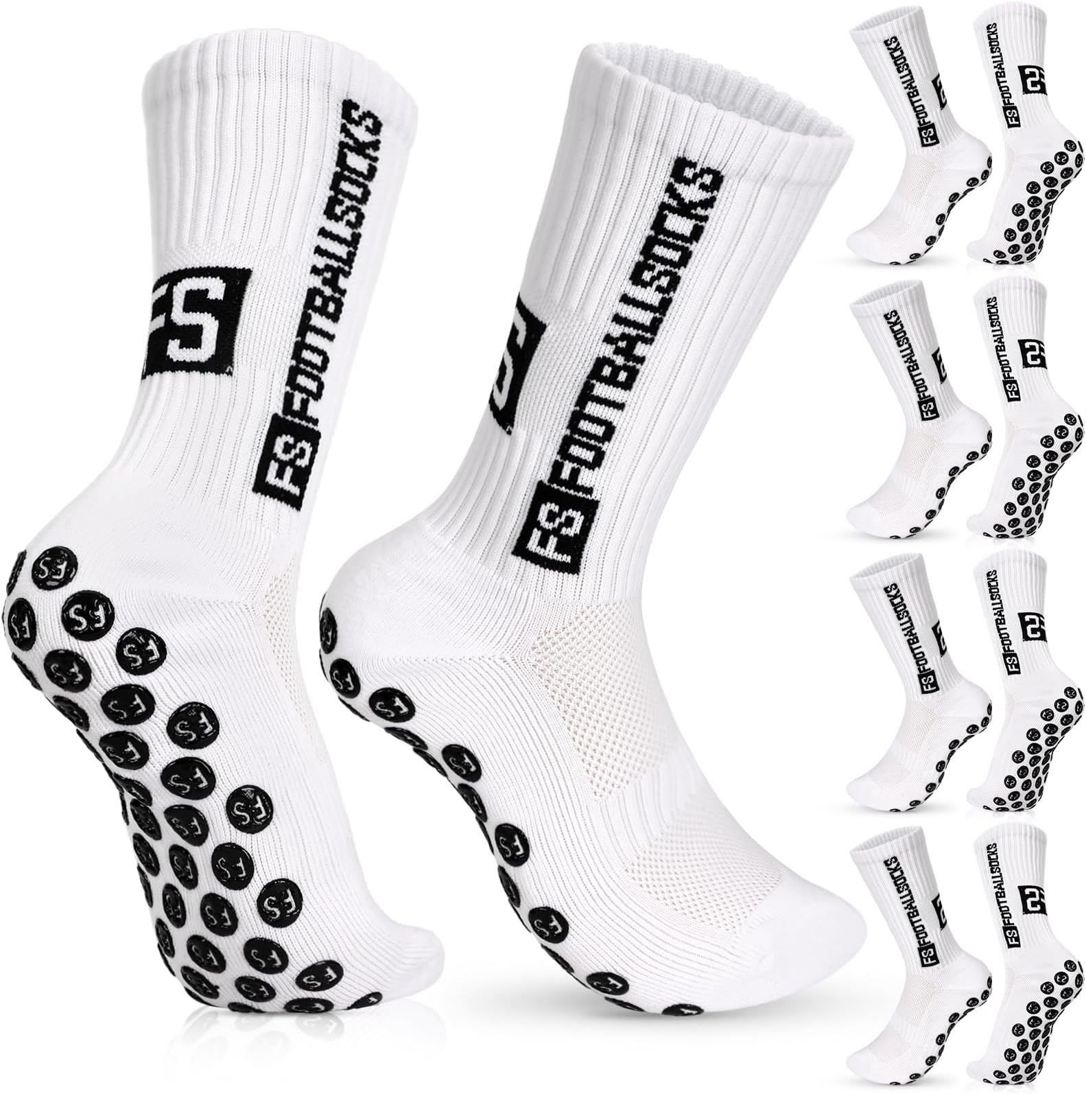 Football Grip Socks, 4 Pairs for Men 39-45, Non-Slip Football Accessories