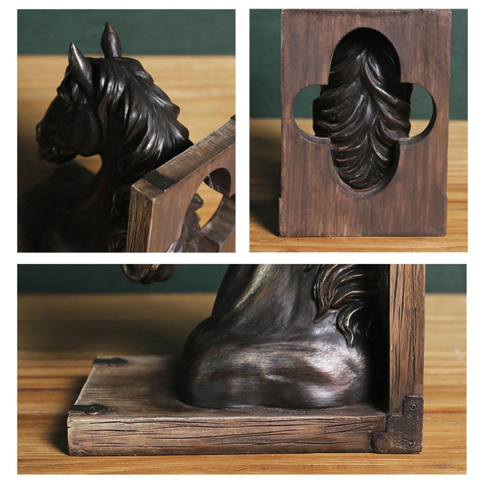 Pferdekopf-Statue im Vintage-Stil, dekorative Buchstütze, Figur für Wohnzimmer