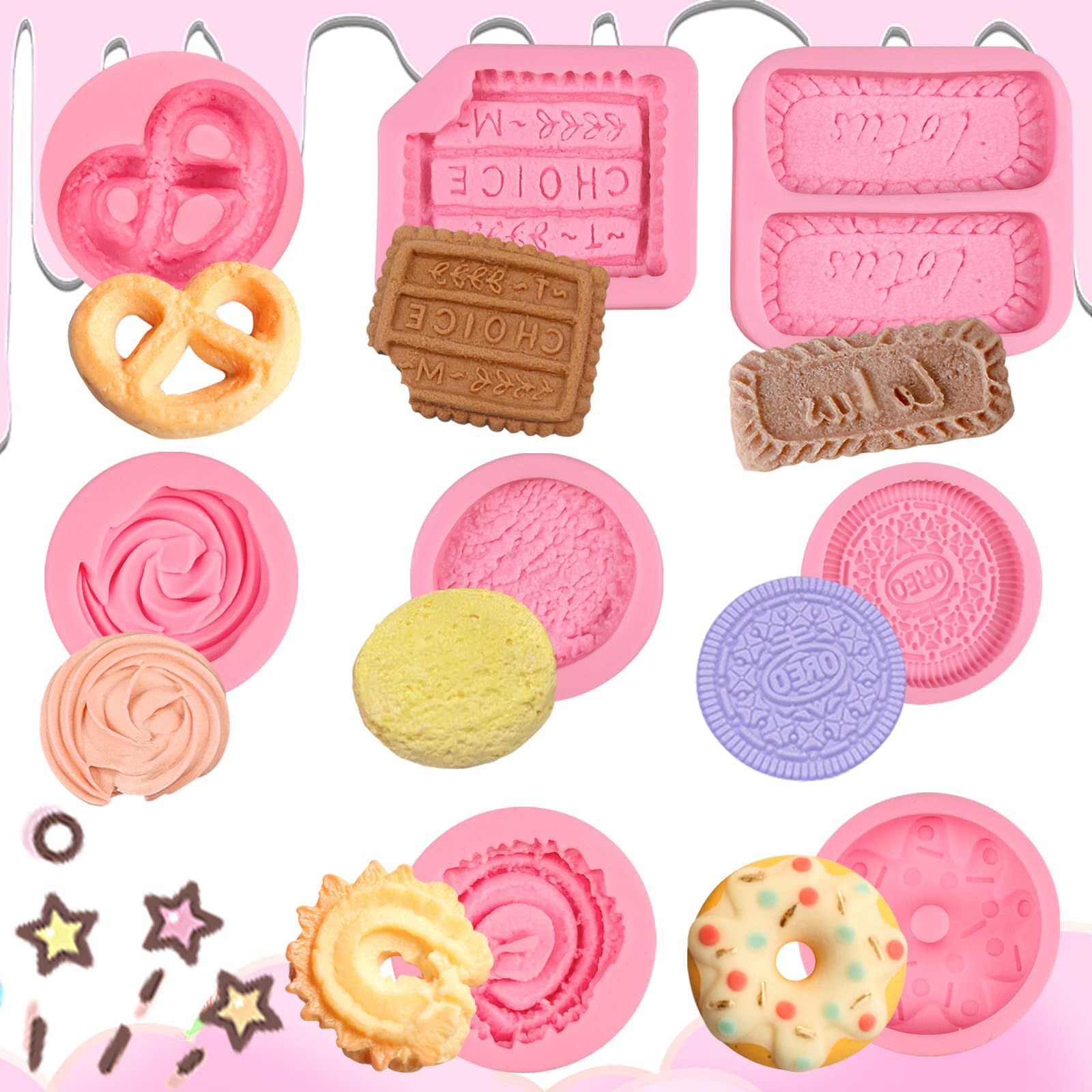 Sponsored Ad – TERRIFI Cookie Silicone Molds, Silicone Candy Chocolate Molds, 8Pcs Food Grade Non-Stick Baking Molds for Cake, Mousse, Butter, Clay, Plaster, Dough, Marzipan, Candy