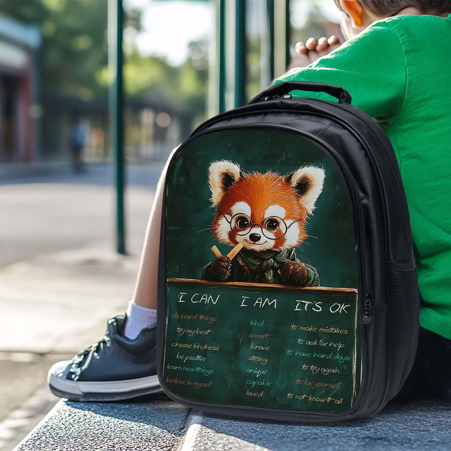 Red Panda Backpack 3PCS 16" Preschool Elementary Schoolbag with Lunch Box Pencil Case Bookbag Set for Girls Boys Kids Children Teens School Students