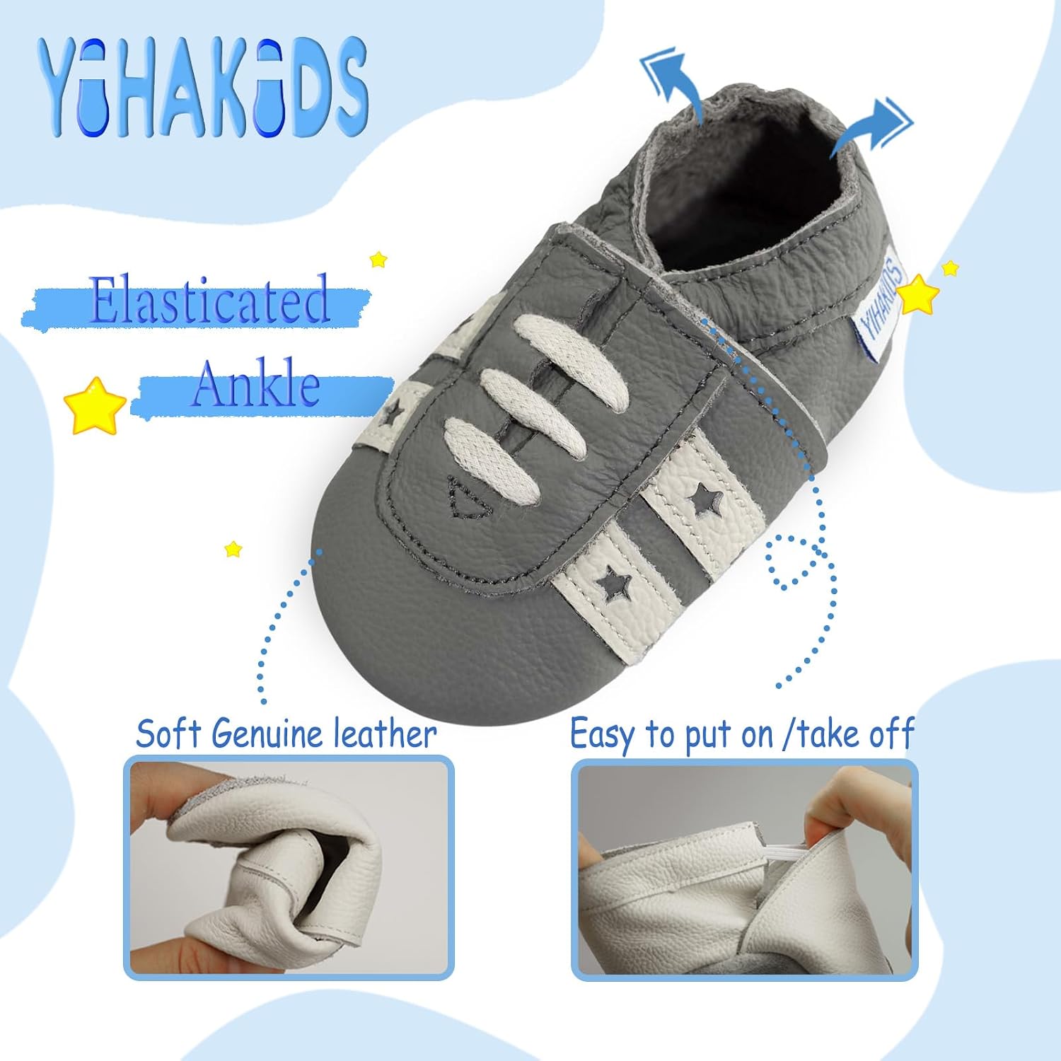 YIHAKIDS Baby Sneaker Moccasins Soft Leather Sporty Sole Infant Toddler
