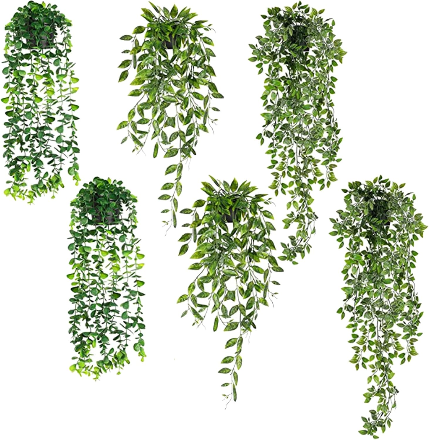 Geosar 6 Pcs Artificial Hanging Plants Fake Potted Plants