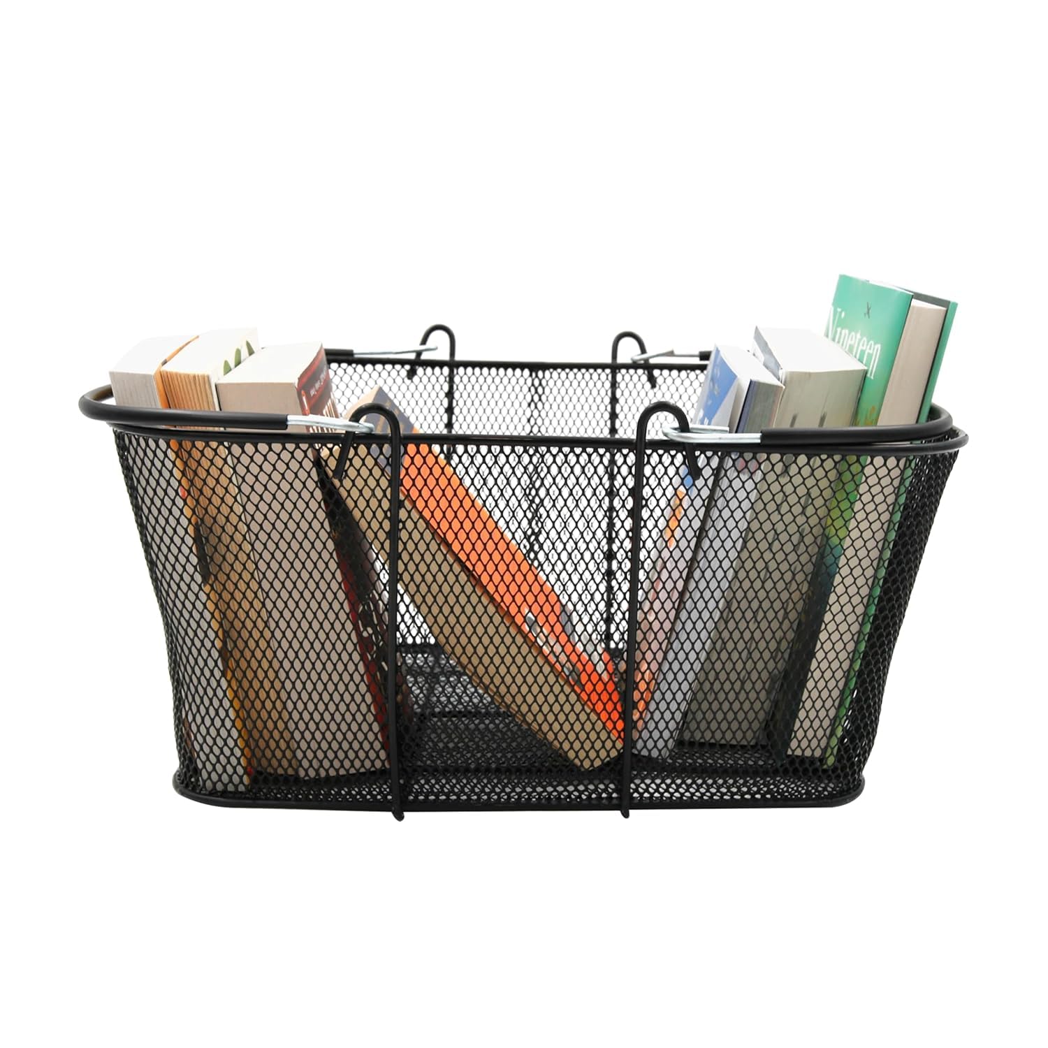 Cesta De La Compra De Metal Negro Resistente con Asas - 17 Cm De Ancho X 12 Cm De Profundidad X 7 Cm De Alto - Cesta De La Compra Ligera Y Apilable para Tiendas