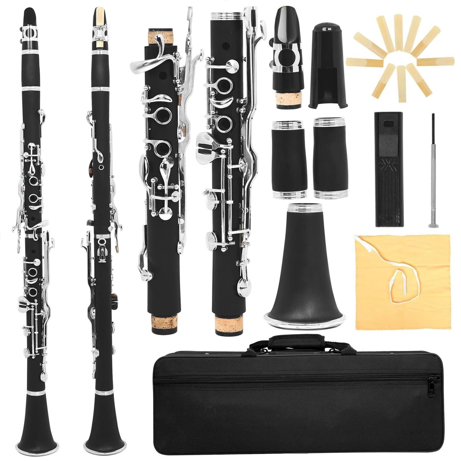 Klarnet Instrumenty Muzyczne G Tone Clarinet 17 Klawiszowe Drewno Bakelitowe Z Trzciną Skrzynkową Dla Muzyków Trwałe
