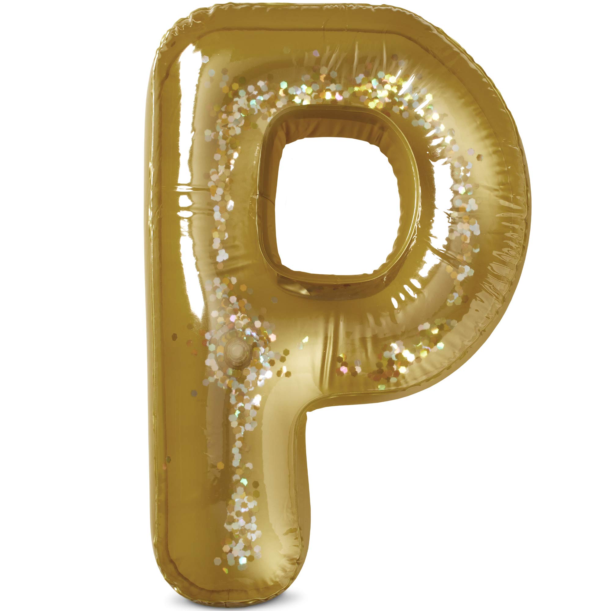 Pool Party Decorations Inflatable Pool Floats Single Letter (P) by Spell Party – Large 20” Gold Alphabet Letter Balloon Indoor Outdoor Decor for Beach Party and Backdrop Banner