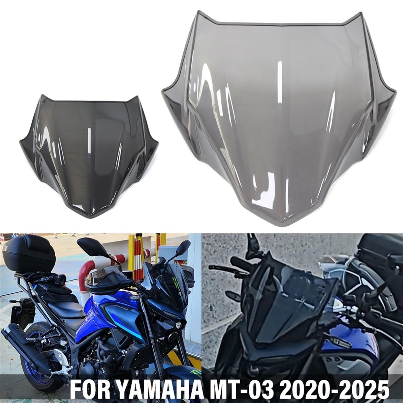 Przednia szyba motocyklowa Pasuje do motocykla YAMAHA MT-03 MT-25 MT03 MT25 2020-2025, osłona przedniej szyby, deflektor(Dark gray)
