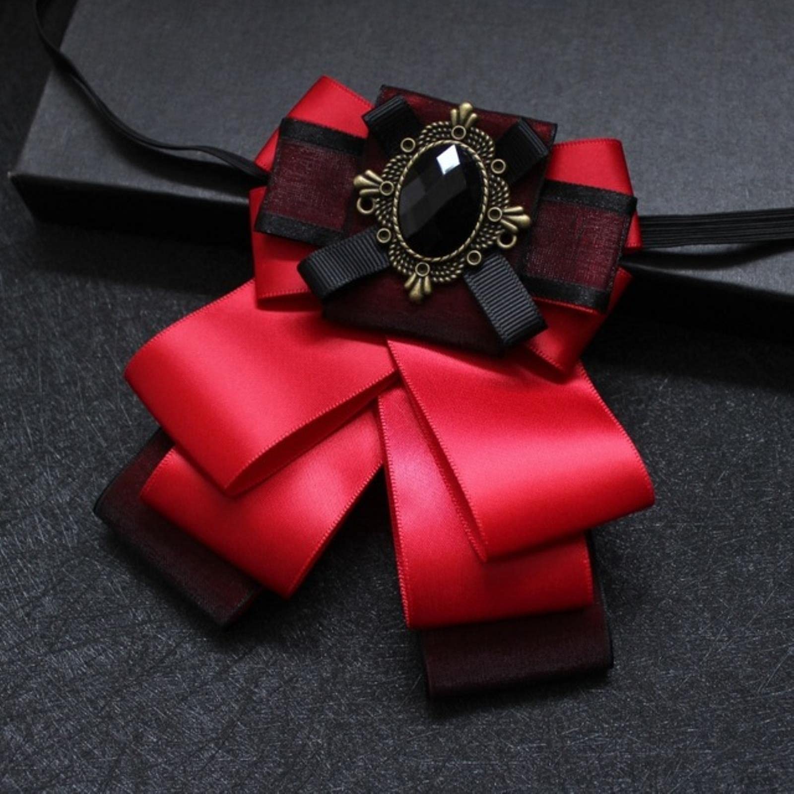 HCMA Bow Bowtie Bowknot Brooch Cameo Flower Fabric Rhinestone Pins And Brooches Vintage Luxury Badge Cravat Broche For Men