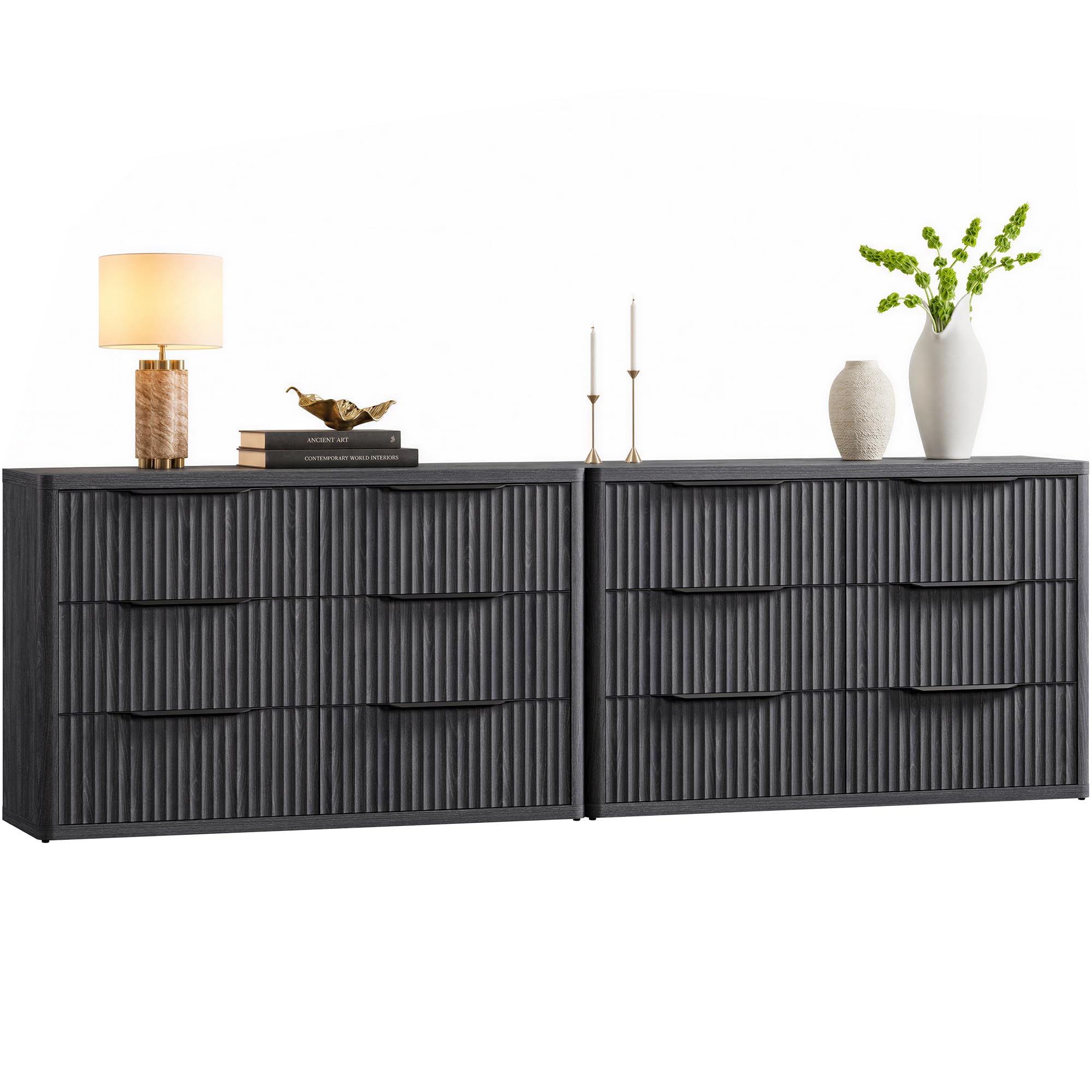 SICOTAS Bedroom Dresser with 12 Deep Wide Large Fluted Drawers