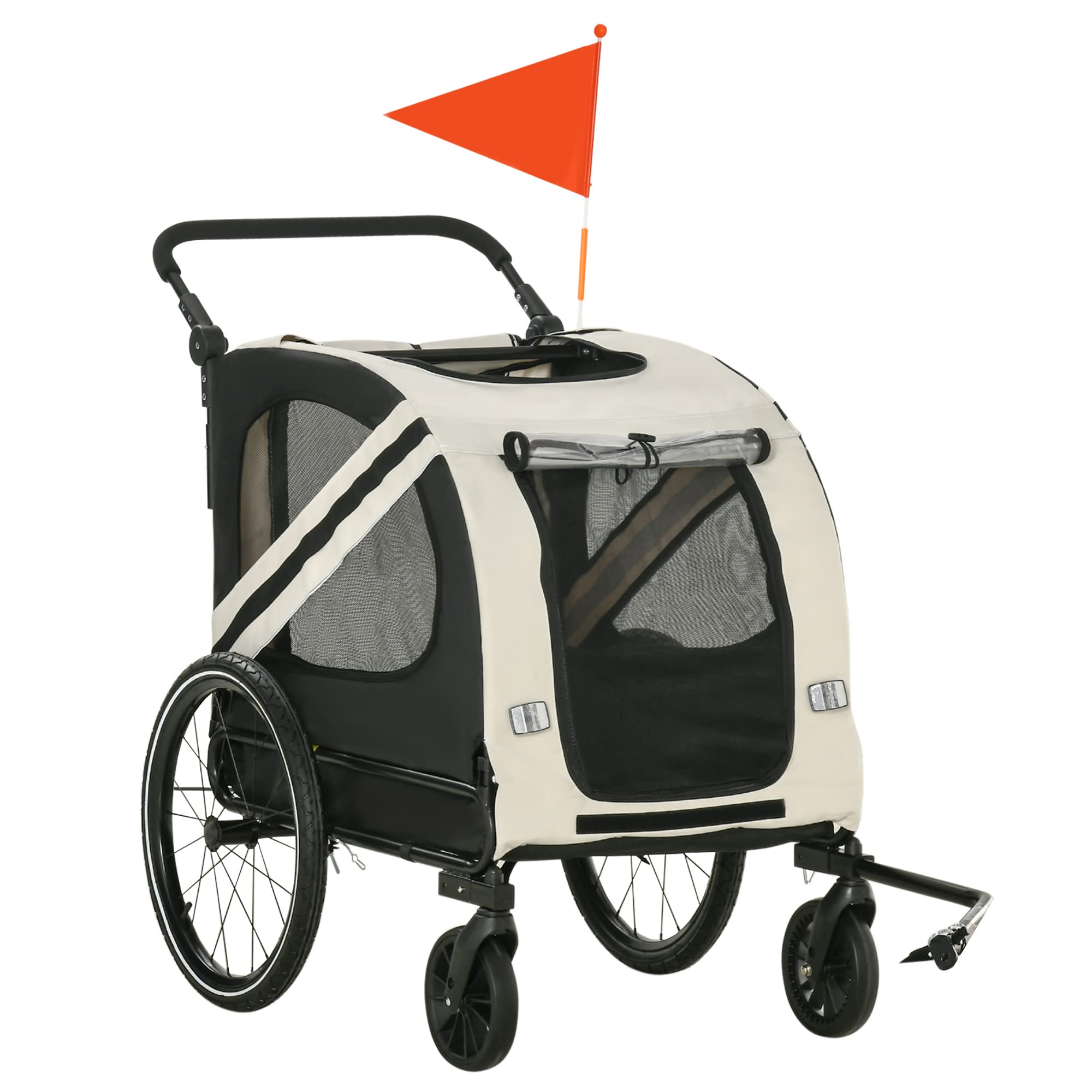 Aosom 2-in-1 Pet Bike Trailer for Small Dogs, Road-Visibility Bicycle Stroller, Weather-Strong Bike Wagon Trailer Sidecar Attachment