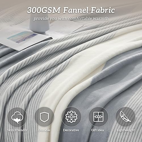 Miniatura 3 de Homelike Moment Manta de cama de forro polar, tamaño Queen, color gris, suave y esponjosa, manta grande de franela de felpa mullida y acogedora para