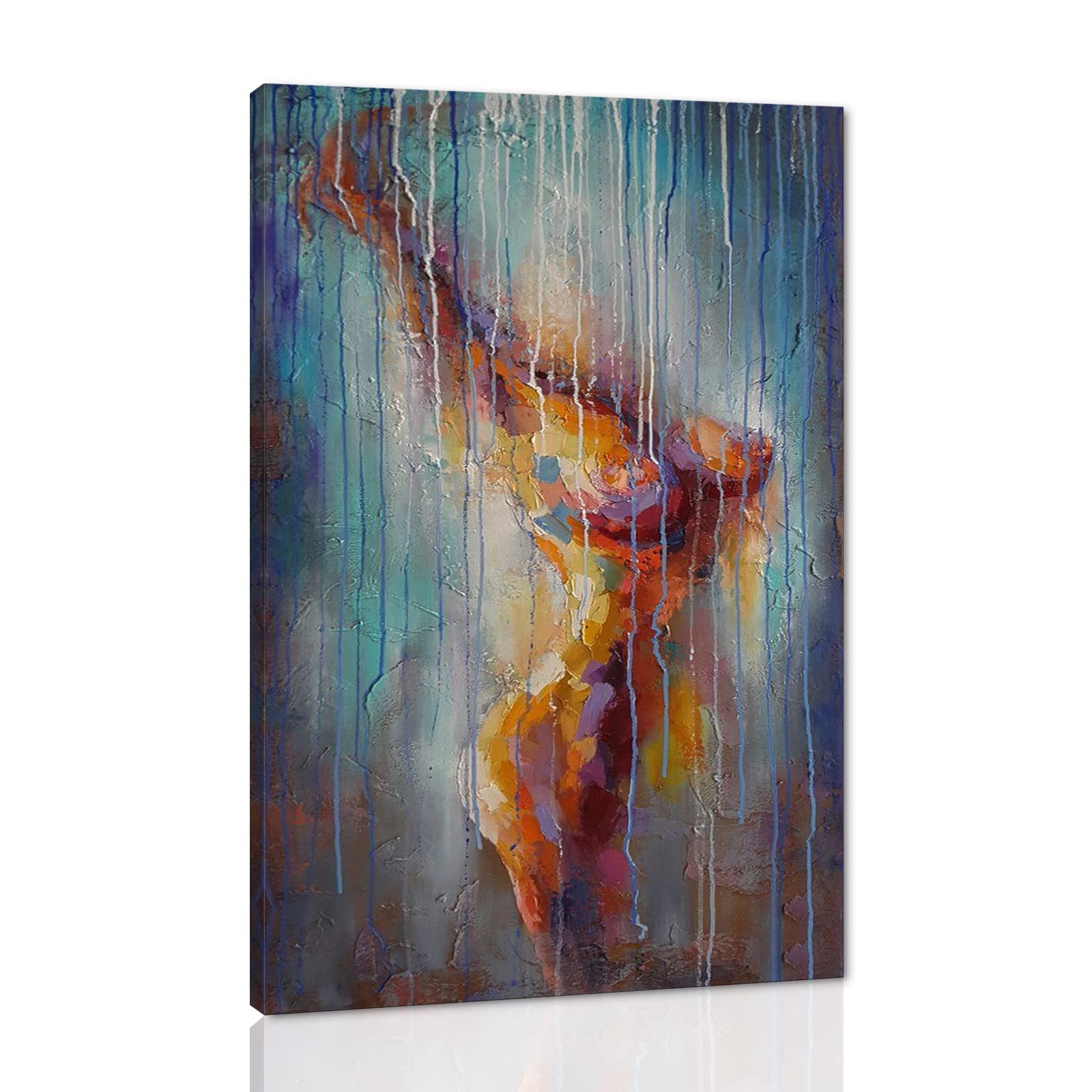 Abstract Women Pictures Wall Art Modern Sexy Pictures Wall Decor Artwork Sexy Women Body Painting Canvas Prints Bedroom Bathroom Home Decorations Wooden Framed Ready to Hang - 12”W x 16”H