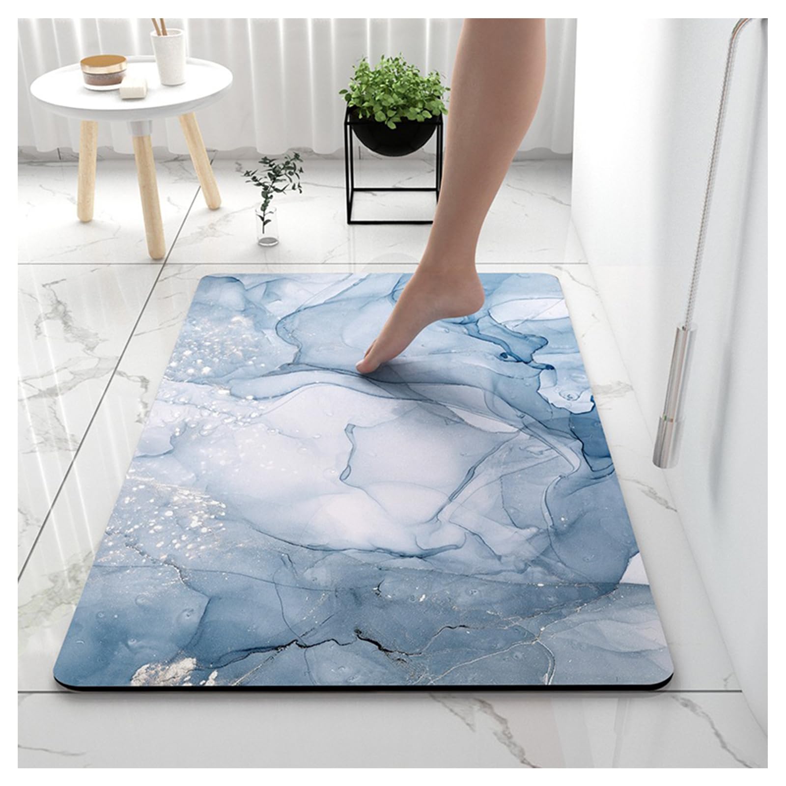 Ergocar Tappeti Bagno Super Assorbenti, Tappetino Antiscivolo, Resistente All'usura Morbido Tappetino da Bagno, Oceano Blu, 60*90cm