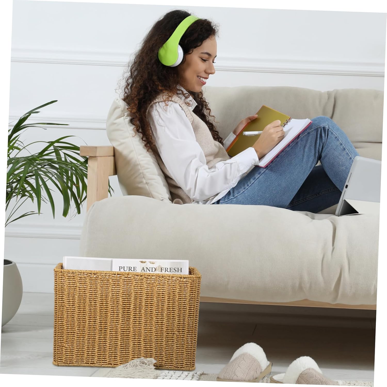 Rattan Woven Basket Storage Box Decorative Home Organizer Lids Empty Baskets for Gifts Toy Storage Organizer Bin