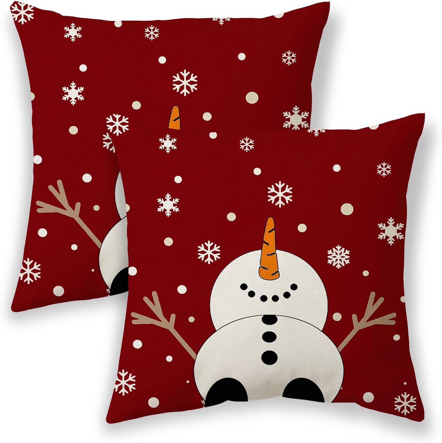 BETGINY Christmas Pillow Covers 18x18,Red Snowman Outdoor Christmas Pillow Covers 18x18