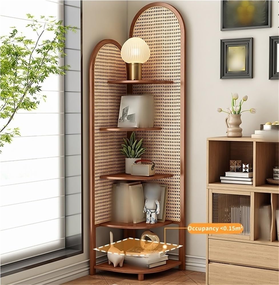 Excellent Furniture 5段シェルフ Amazon.com: Tweizhenba 5 Tier Rattan Corner Shelf, Multi