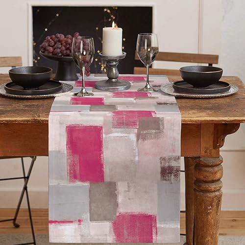 Miniatura 10 de Camino de mesa de café degradado de 70 pulgadas de largo, color naranja, gris, marrón, camino de mesa de pintura abstracta para cenas familiares,