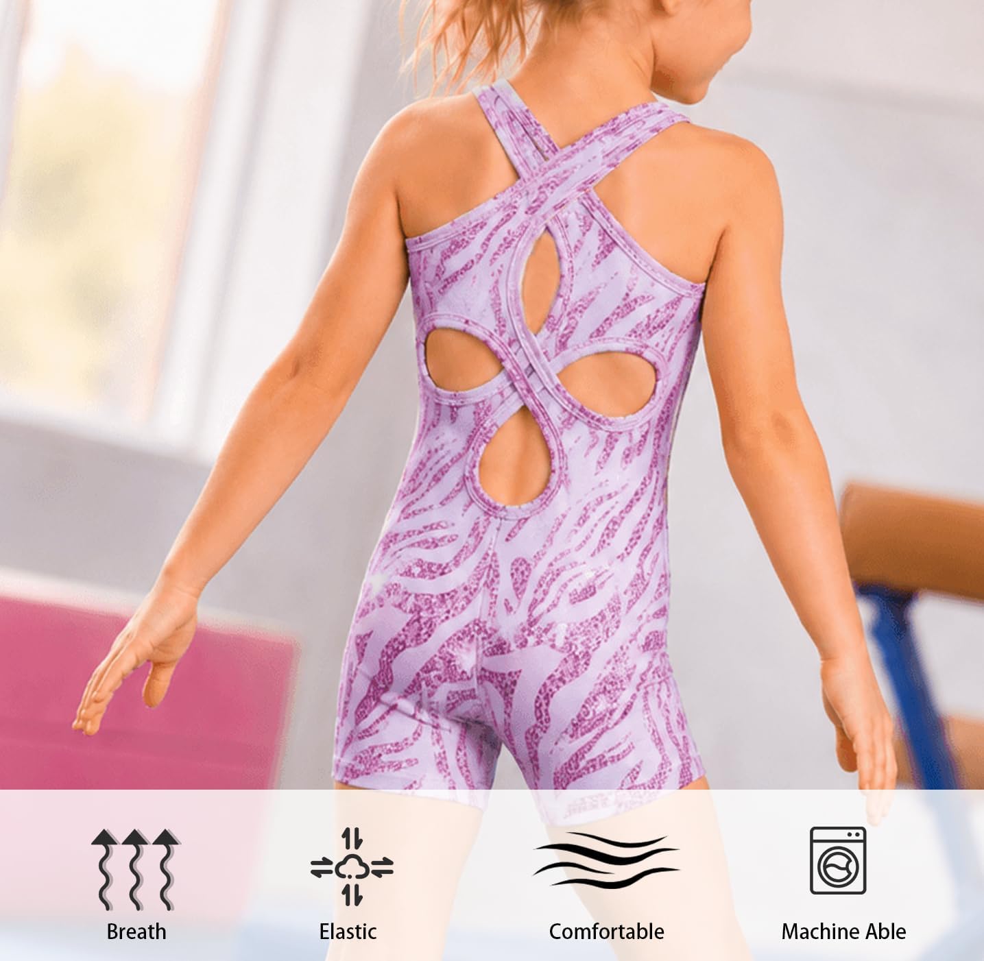 Gymnastics Leotards for Girls 2 Pack with Scrunchie