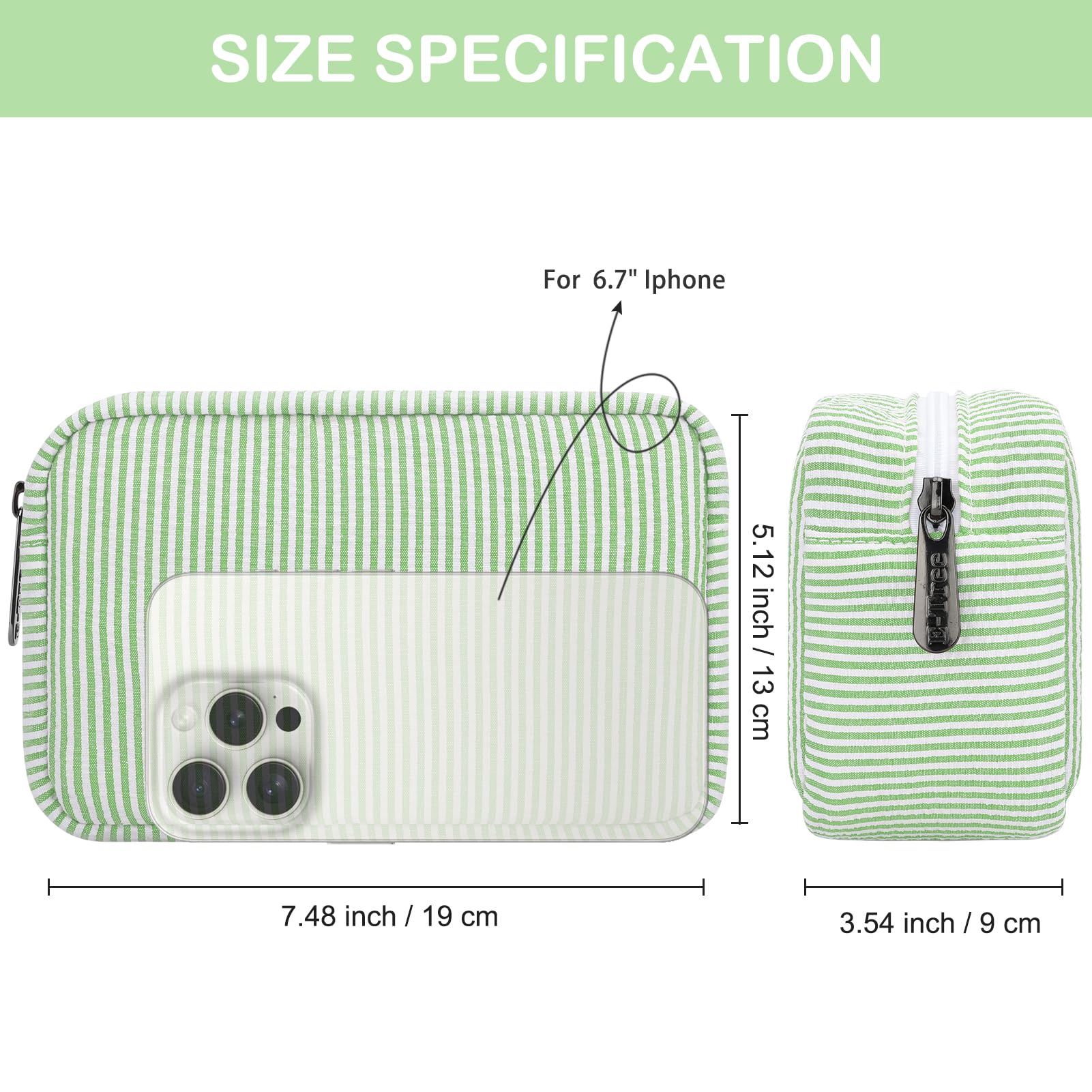 JINSI Travel Makeup Bag for Women Stripe Cosmetic Organizer Toiletry Bag with Zipper Portable Skincare Purses Storage Pouch Cute Beauty Case Clutch Bags - Image 4