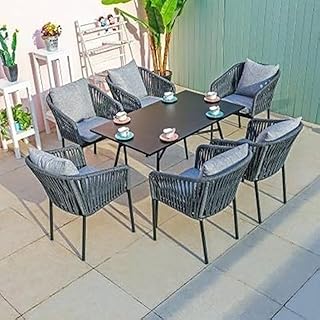 Manzzeli Jackson Garden Set-SO22, table : 55/6 chairs :90D x table :65/6 chairs :80H x table : 140/6 chairs :57W