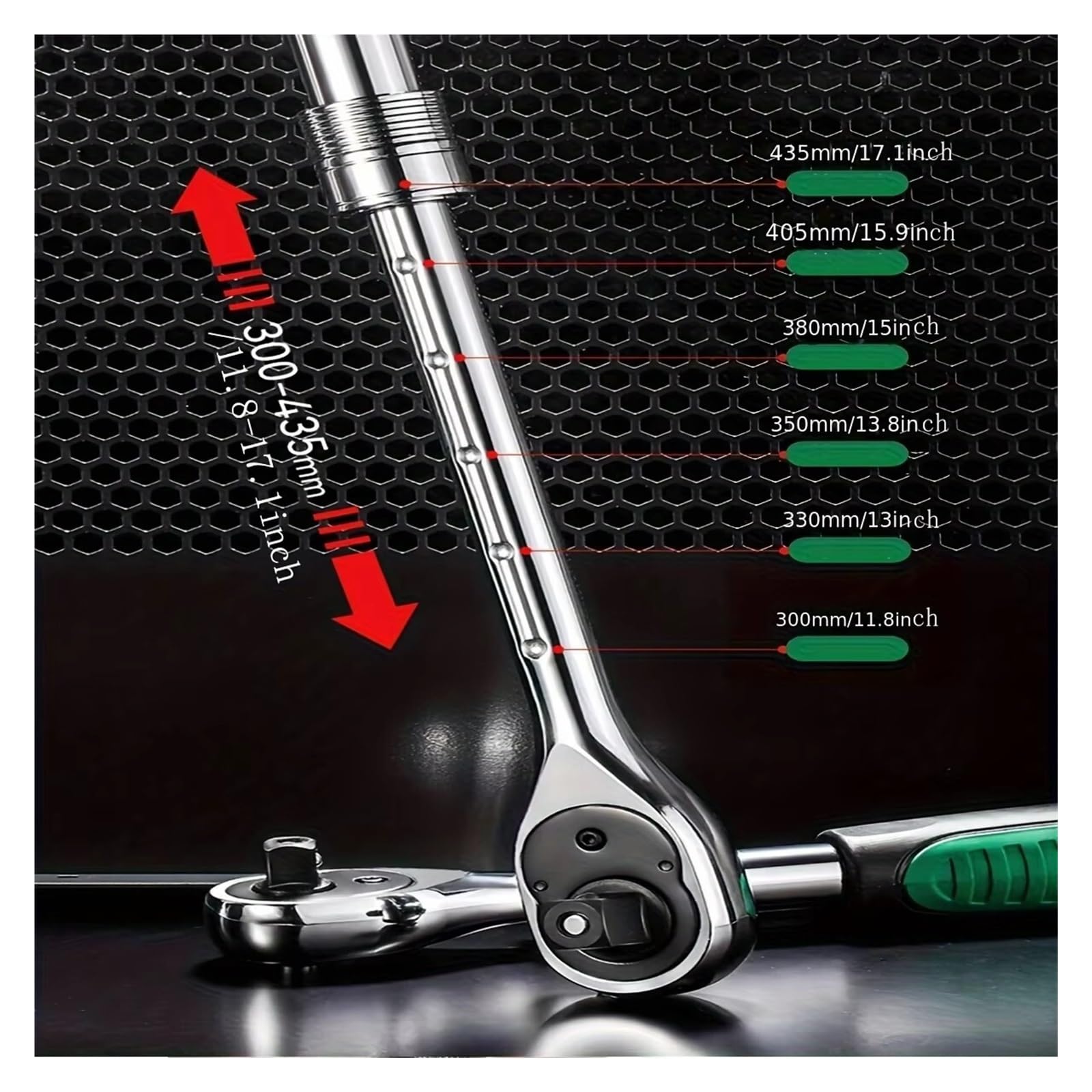 Generico Chiave a cricchetto reversibile a 72 denti | Attacco 1/4,3/8,1/2", manico telescopico, cricchetto reversibile, sgancio rapido