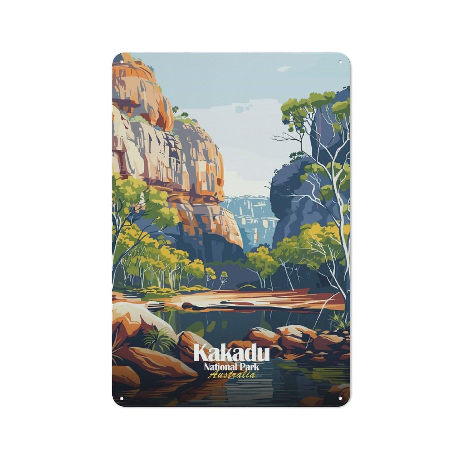 Junmoney Style For Café Or Restaurant, Kakadu National Park Australia Landscape Retro Metal Sign 30X20cm, Gift For Café Owners And Decorators During The Christmas Season