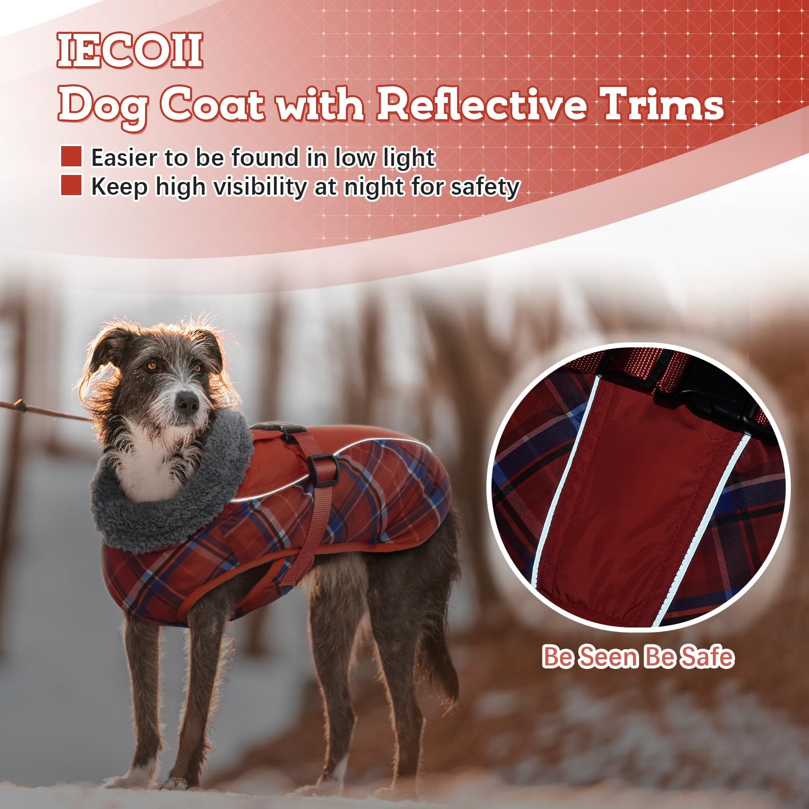 IECOii Cappotti e giubbotti per cani,Cappotto invernale per cani impermeabile giubbotto cane calda Giacca per cani antivento Abbigliamento per cani Completo per cani di taglia piccola di taglia media