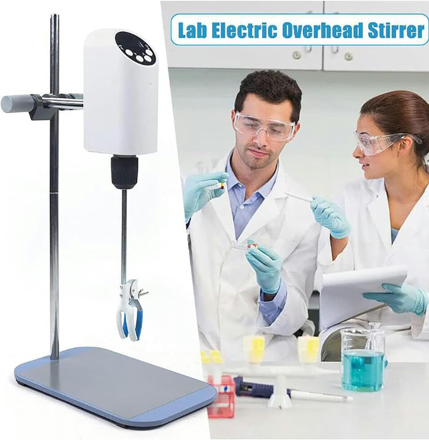 Agitador de Cabeza Digital de Laboratorio, agitador eléctrico con Pantalla Digital de Velocidad Constante, Trabajo Continuo a Largo Plazo, para Unidades de investigación científica