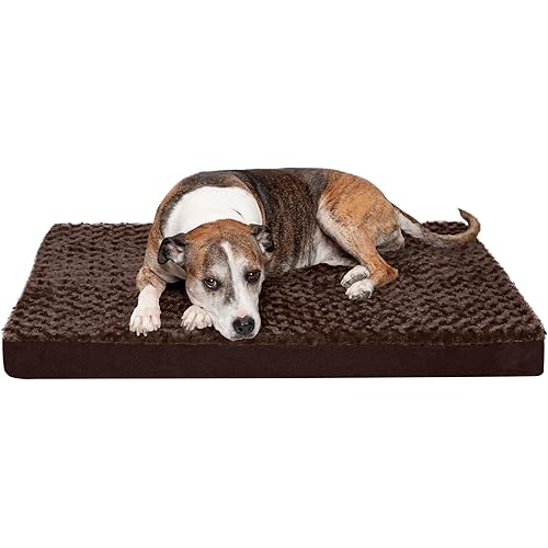 Furhaven Orthopedic Dog Bed for Large/Medium Dogs w/ Removable Washable Cover, For Dogs Up to 55 lbs - Ultra Plush Faux Fur & Suede Mattress - Chocolate, Large