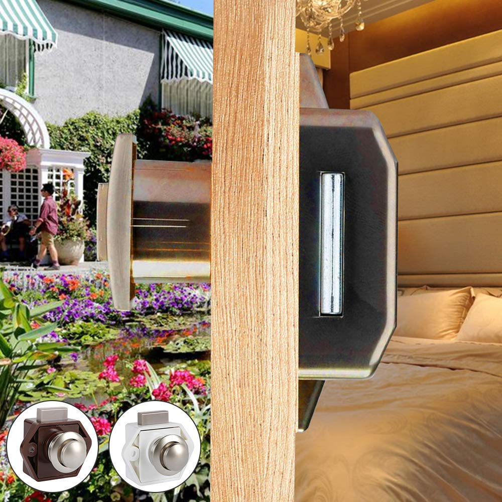 5Pezzi Push Lock Serratura per Mobili Campeggio Caravan Barca Pulsante Interruttore per Armadietti Cassetti Push Lock per Porte Camper Caravan (Bianco)