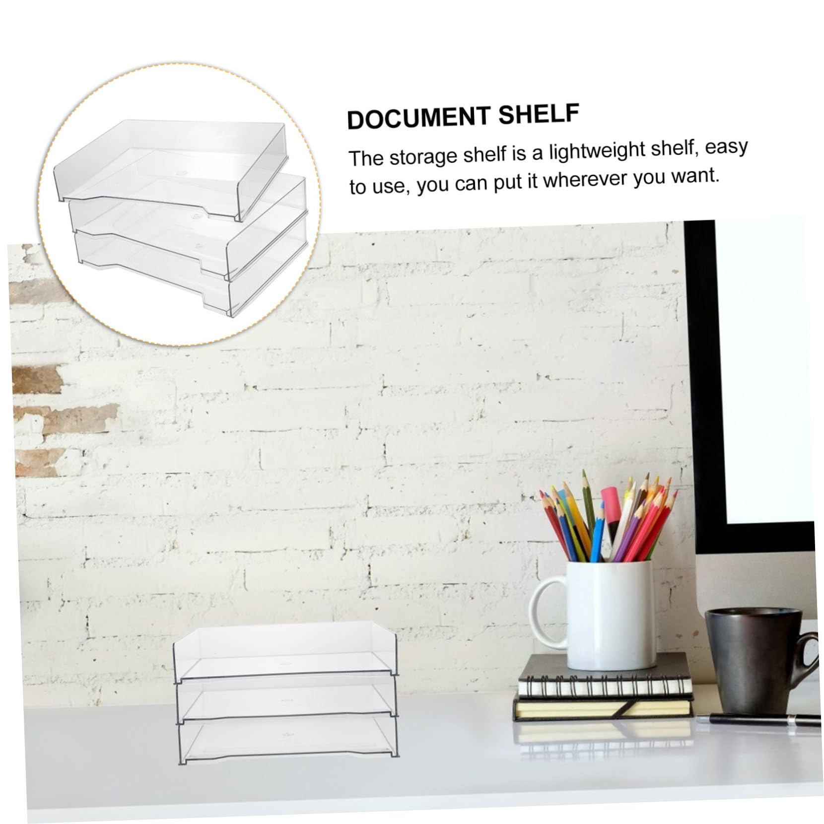 OSALADI 3 Piezas Organizador de Escritorio Apilable de Recipiente Transparente para Almacenamiento de Archivos para Oficina Escuela y Accesorios de Oficina y de Papelería