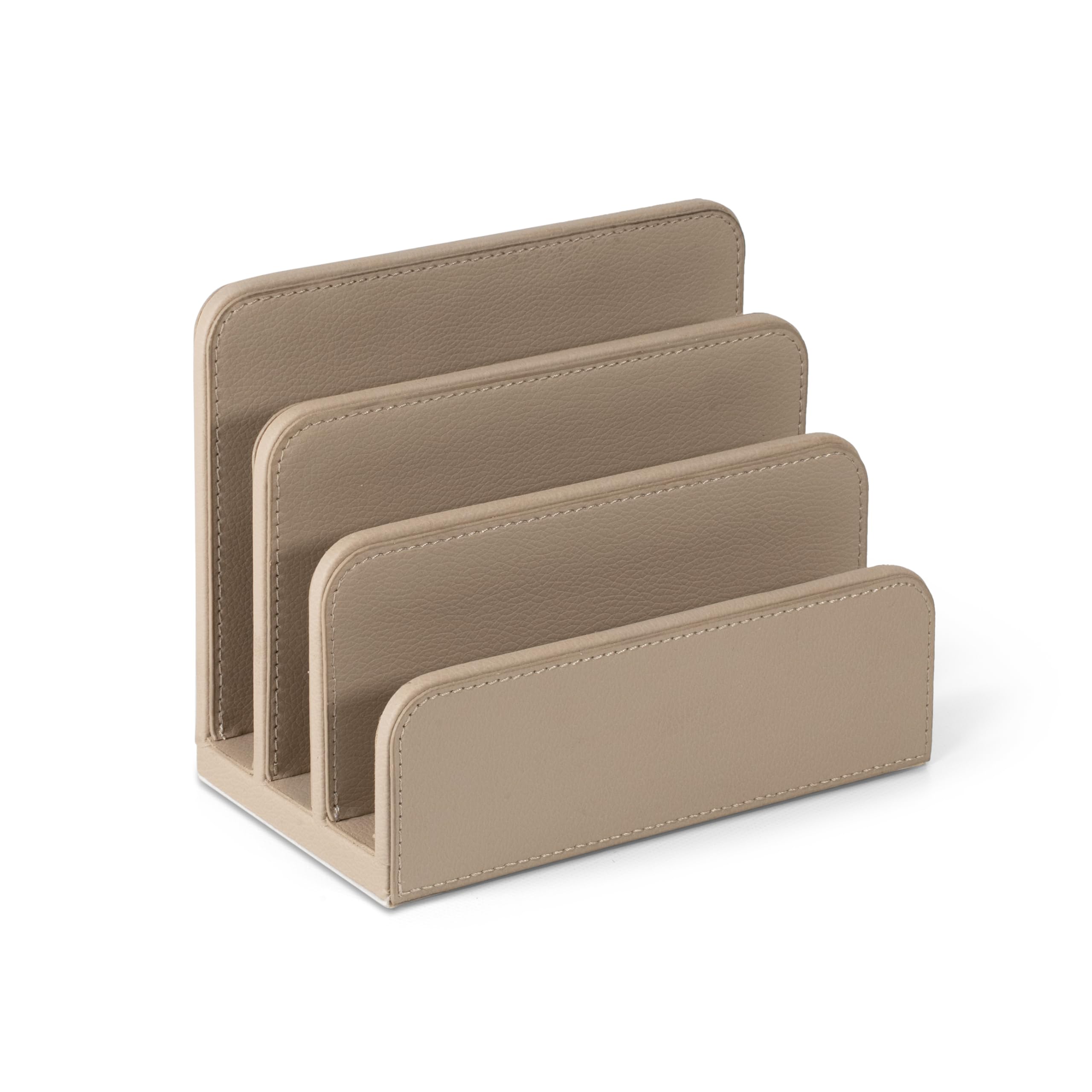 OSCO Faux Leather Mail Sorter & Envelope Organiser – Desk File Storage Stand with Display Slots – Modern Letter Holder Tray Minimalist Home & Office – Light Taupe