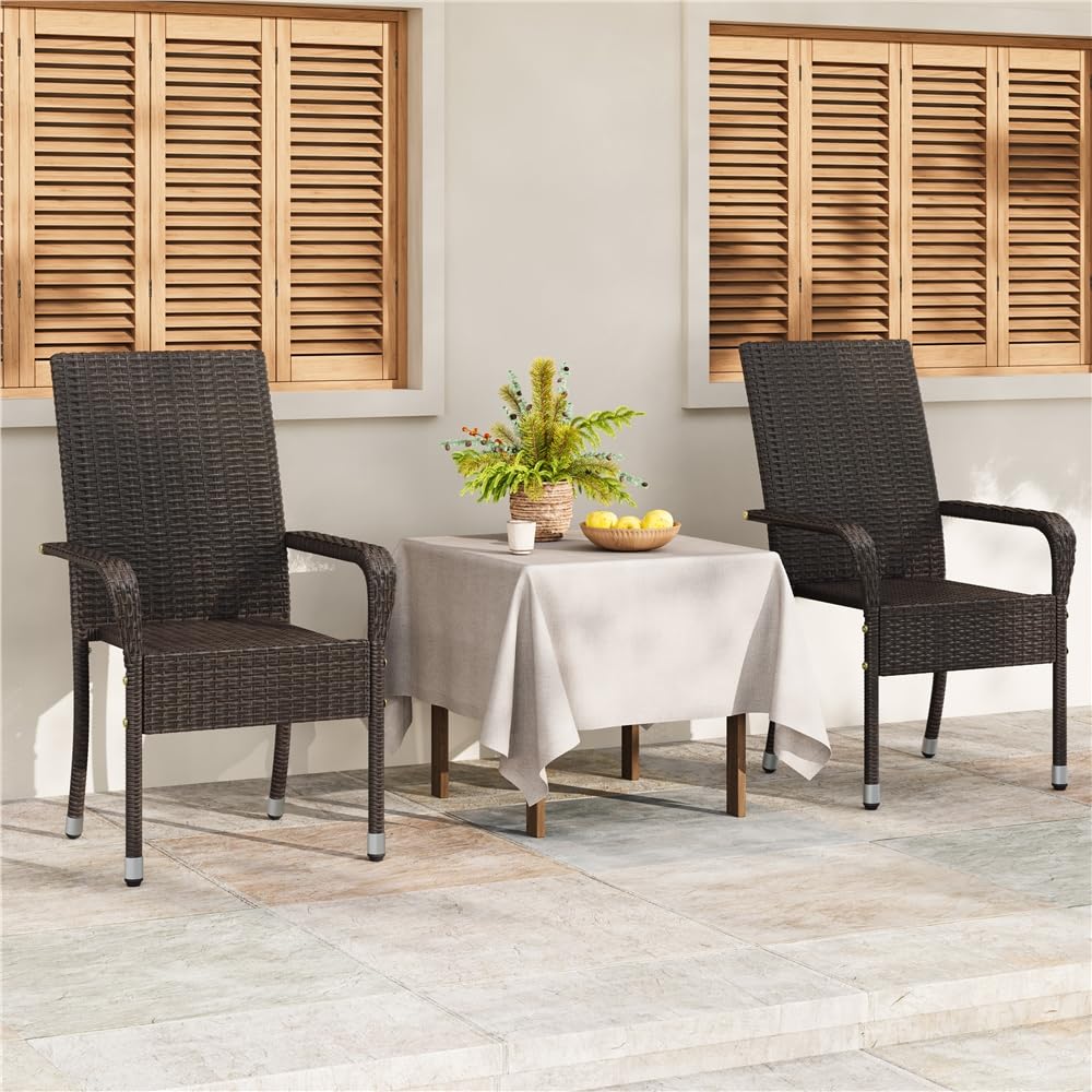 Yaheetech 2er Set Polyrattan Gartenstühle Stapelbar – Bild 9