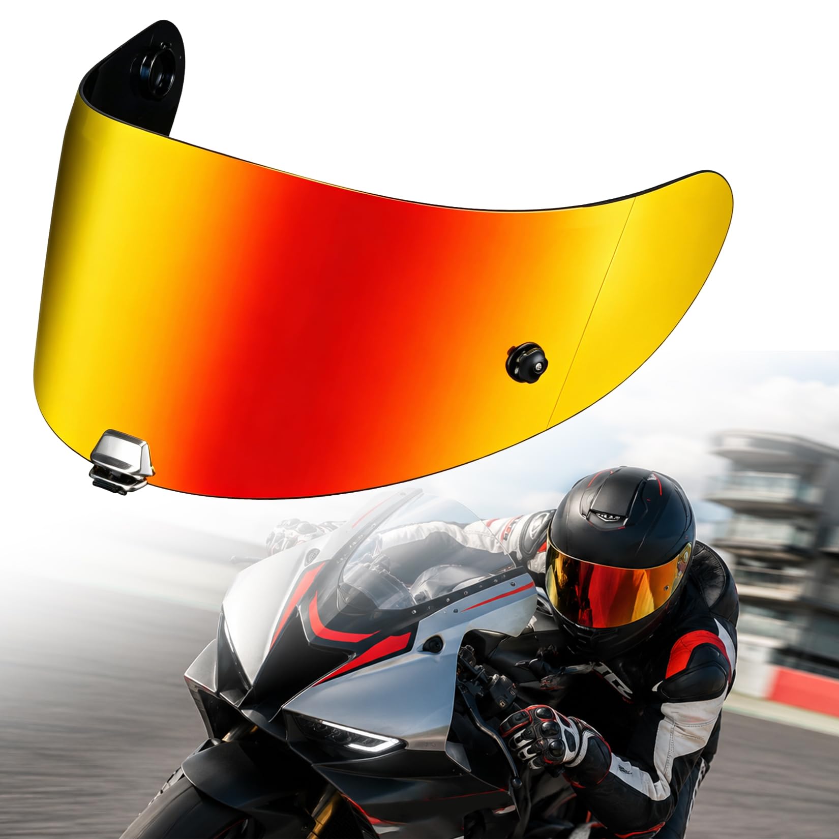 PSLER Motorrad Visier für HJC RPHA 11 (Pro/Carbon) und RPHA 70 (ST/Carbon), Ersatzvisier Kompatibel mit HJ-26 HJ-26ST, Anti-Kratz UV-Schutz, Pinlock Ready(Tiefes Goldrot)