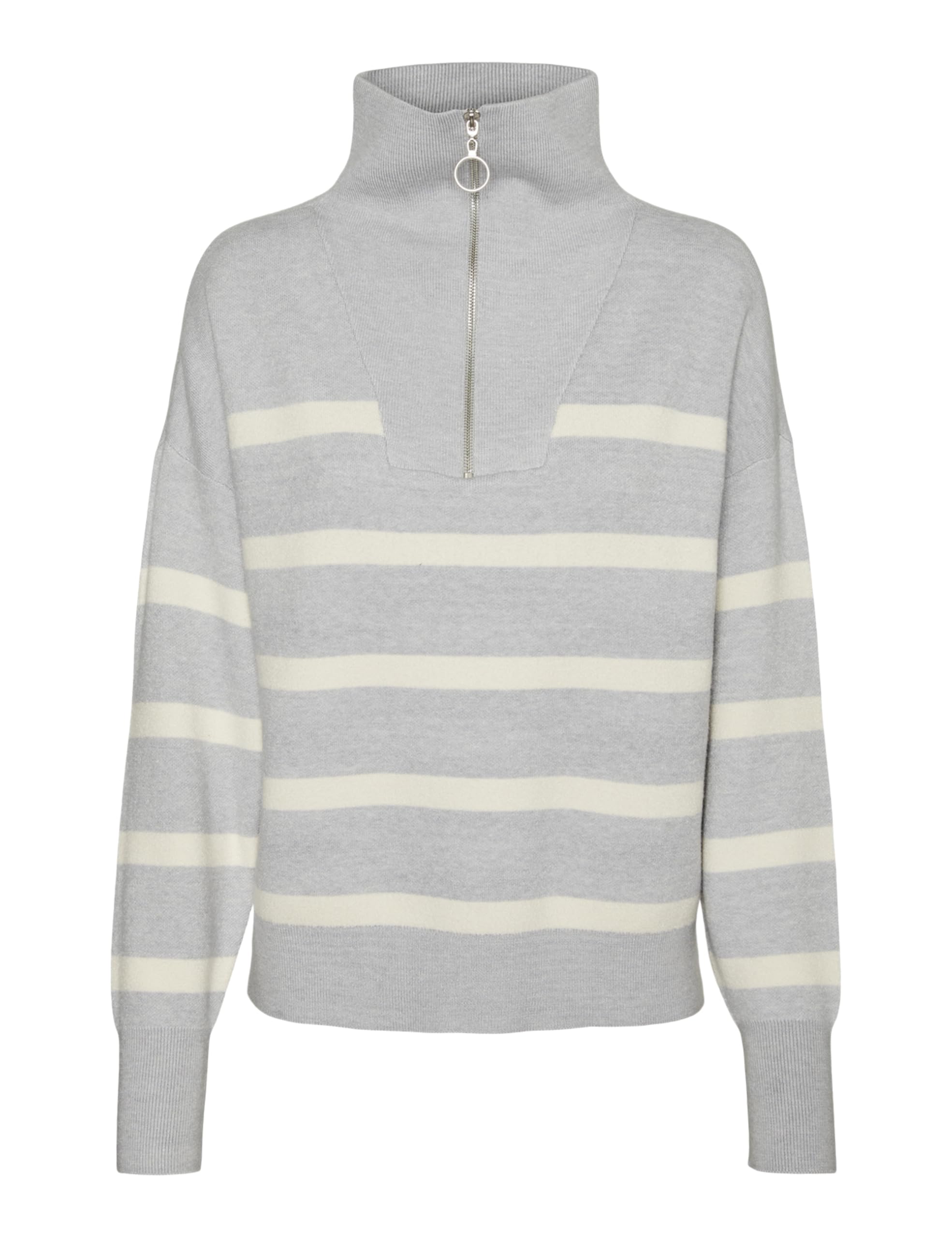 VERO MODA Female Knitted Jumper VMSABA Jumper, Light Grey Melange/Stripes: Birch, M