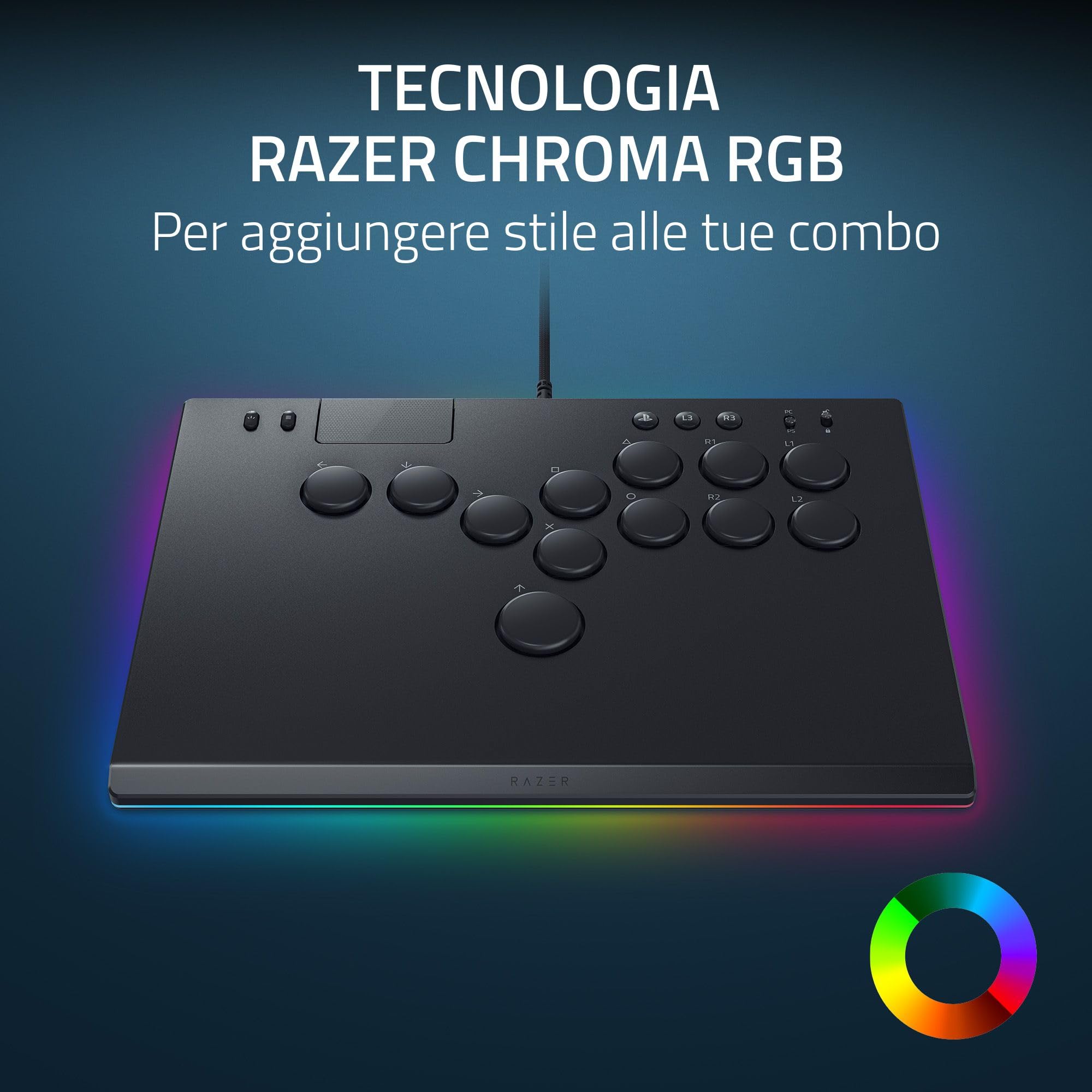 Razer Kitsune - Controller arcade ottico solo tasti per PS5 e PC (Layout preciso dei quattro pulsanti di movimento, Switch ottici a basso profilo lineari Razer) Nero