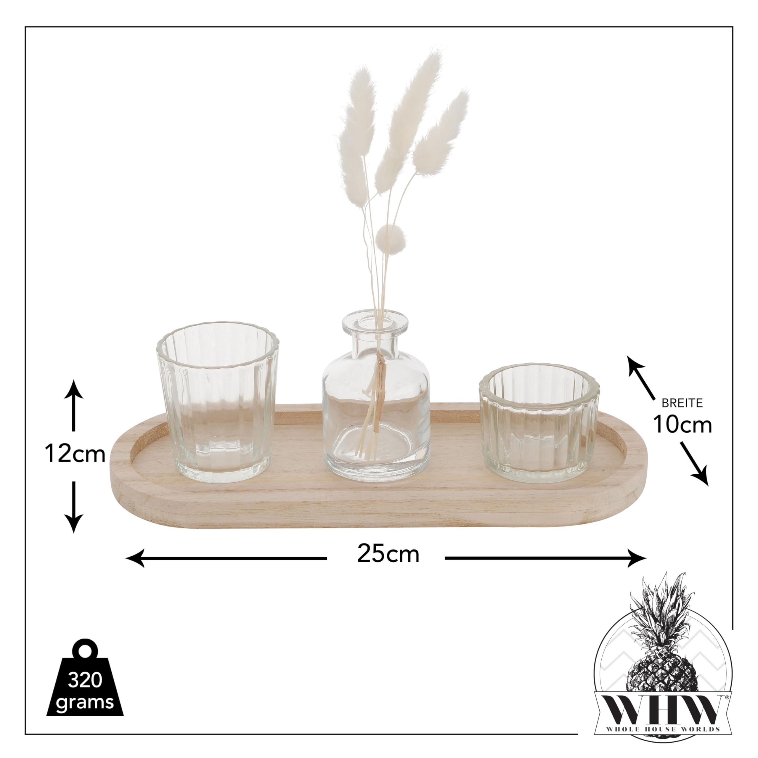 Lot de 3 bougeoirs en verre pour décoration de table, bougeoir rond