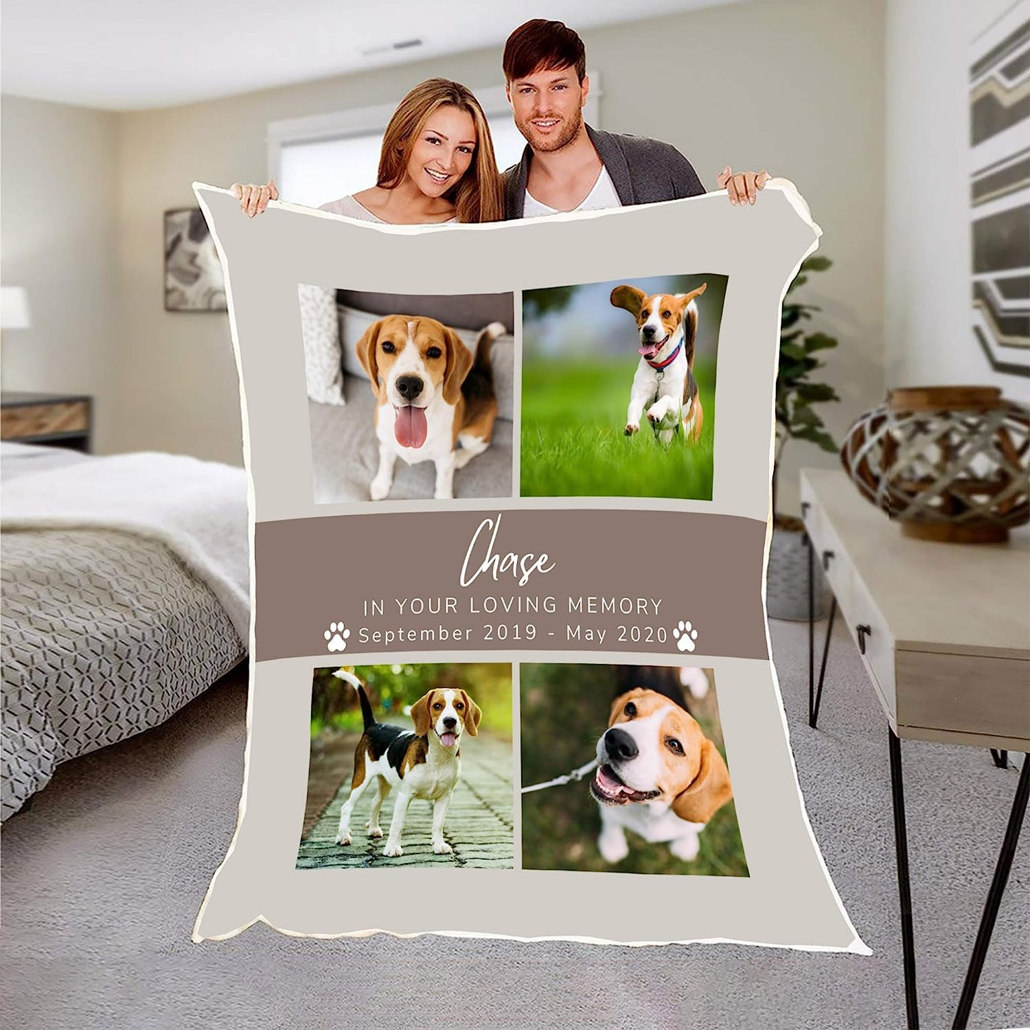 Couverture commémorative personnalisée en polaire pour chien - Cadeau de condoléances personnalisées pour les amoureux des chats - Couvertures personnalisées avec photos - Cadeau personnalisable pour