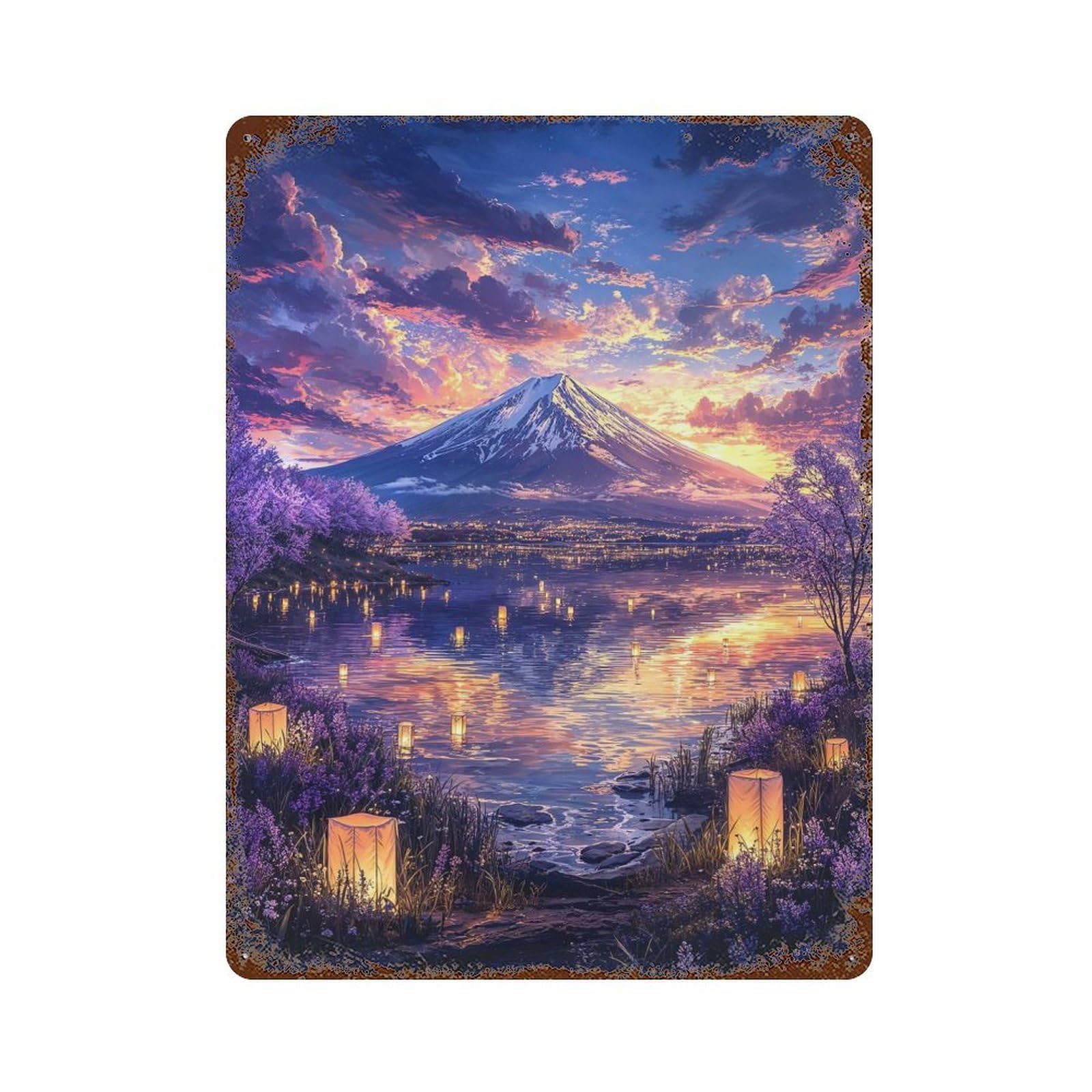 Fuji’s Lantern Dreamscape Retro Metal Sign 15.7"x11.8", Rustic Home Decor for Garage, Pub Or Kitchen