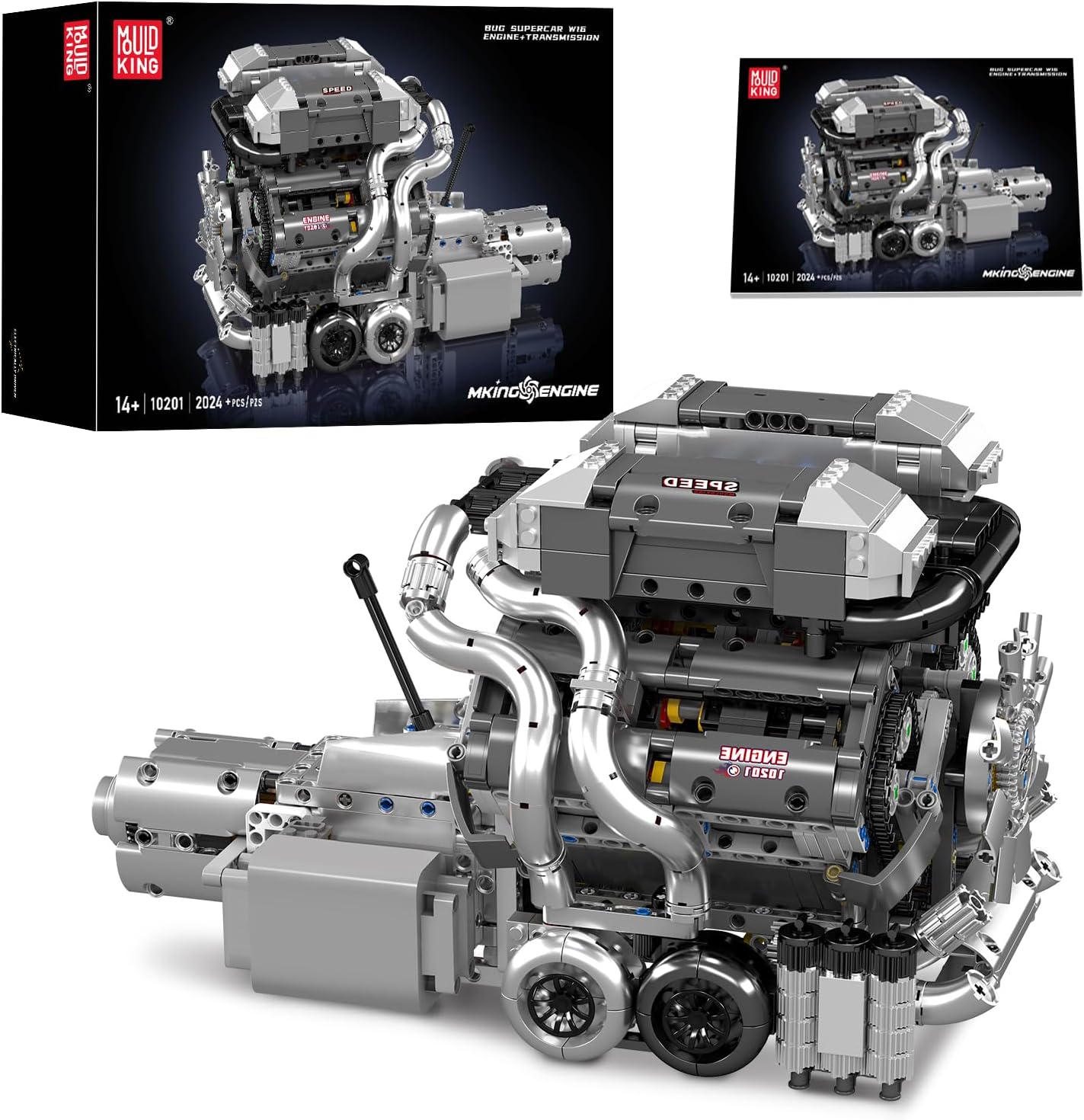 Amazon.com: Mould King 10201 Supercar Building Blocks, W16 Engine ...