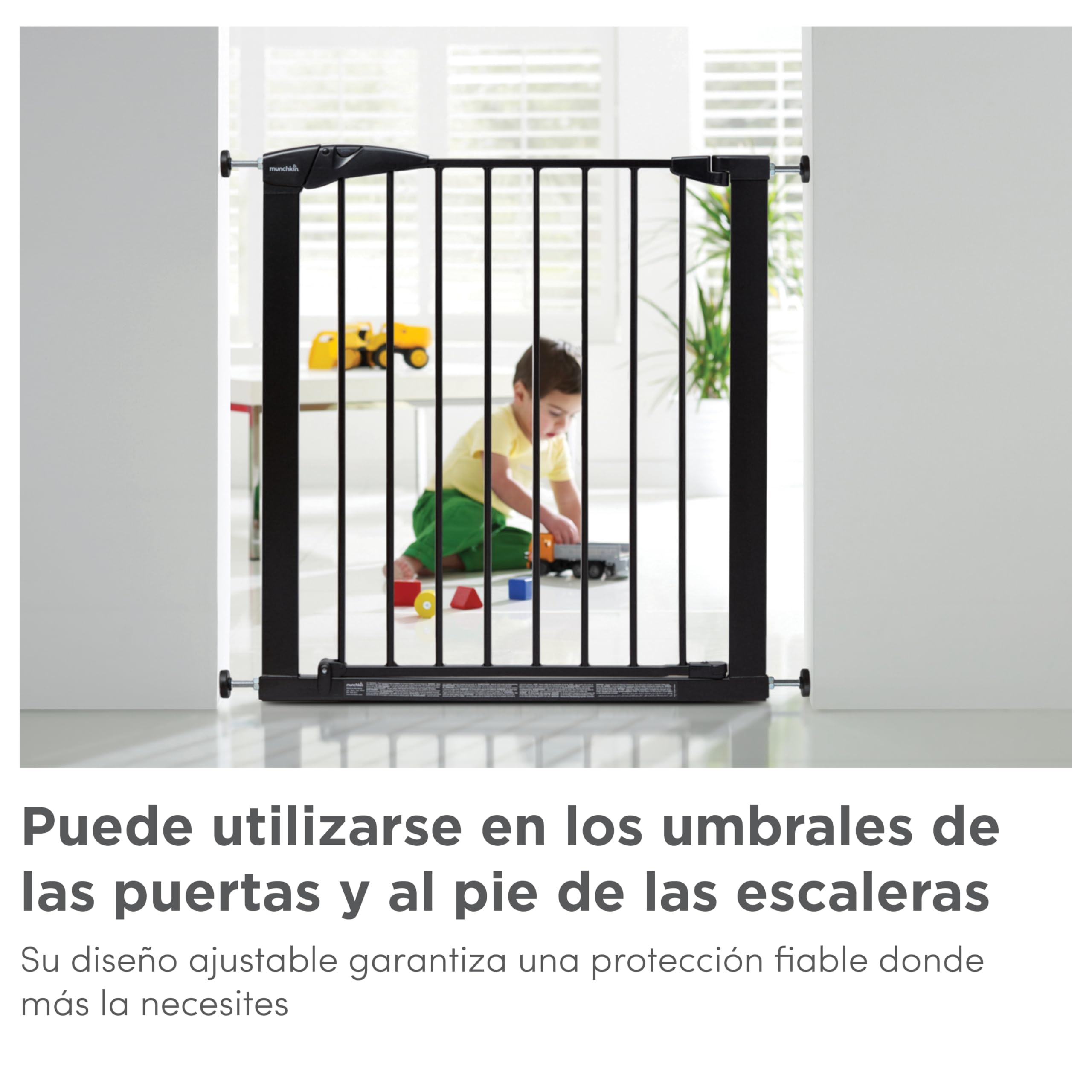 Puerta de Escalera Munchkin, Segura para niños pequeños y bebés, Puerta de Escalera de Ajuste a presión para bebés o Perros, Puerta de Seguridad, 76-82 cm, Negro