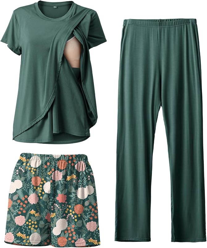 Rnxrbb Conjunto de Pijama para Gestante com 3 Peças