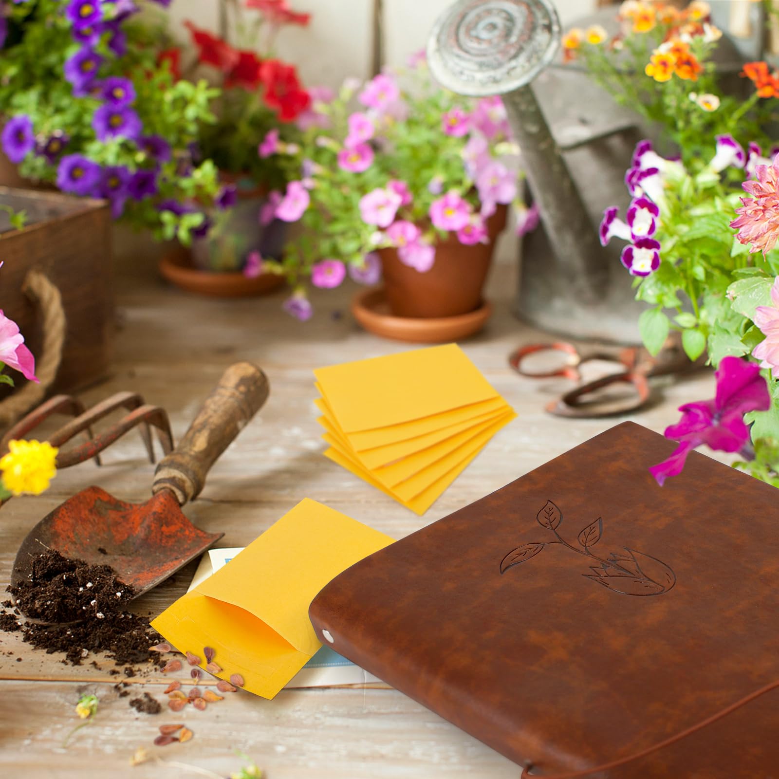 Carpeta organizadora de paquetes de semillas, paquete de planificador de jardín con 25 fundas transparentes de bolsillo (tamaño de la ranura 3.9 x 5.5 pulgadas), 50 sobres de almacenamiento de
