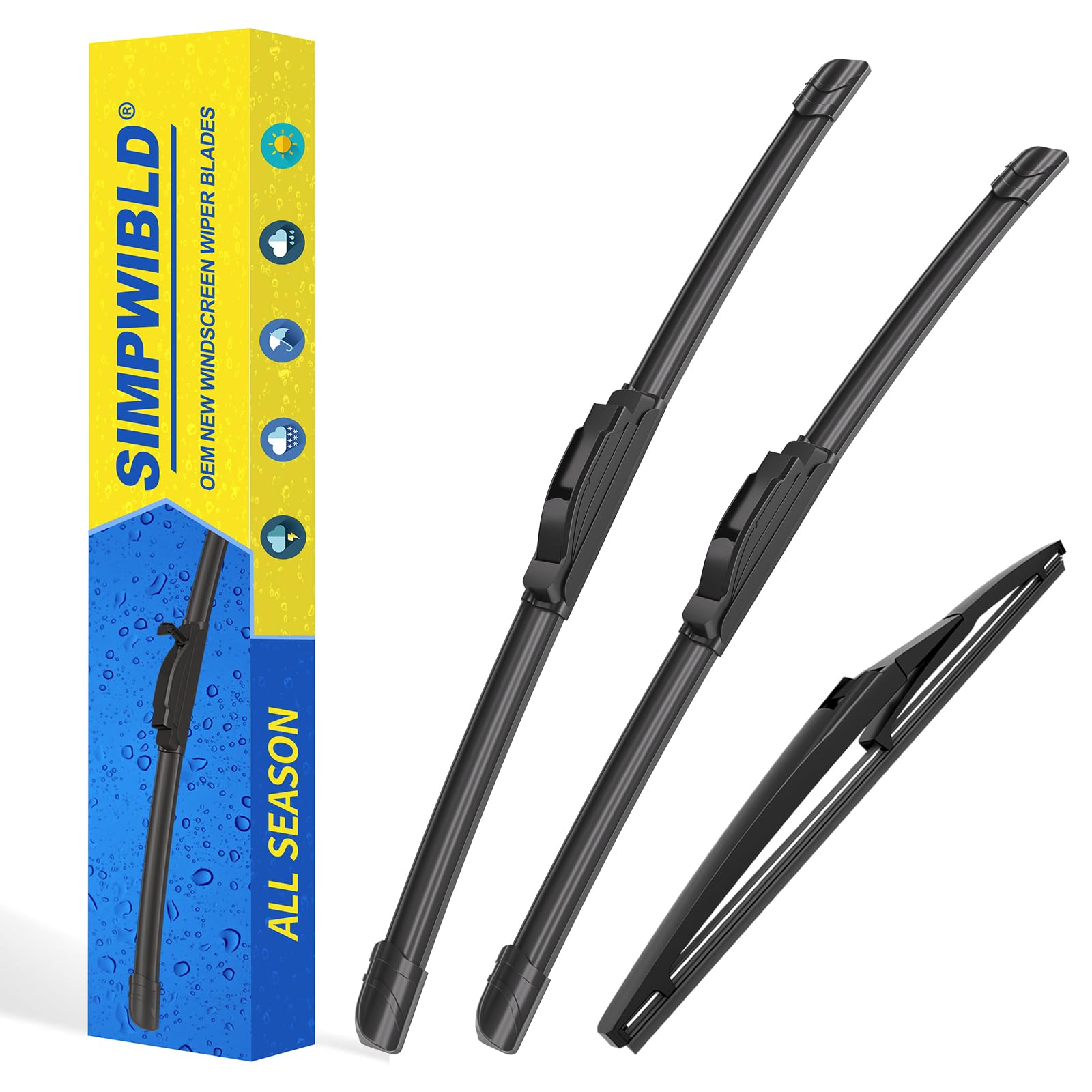SIMPWIBLD 3 wipers Replacement for 2007-2018 Jeep Wrangler Windshield Wiper Blades Original Equipment Replacement 15"+15"+12" (Set of 3) U/J HOOK