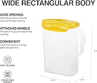 Vista 3 de LocknLock HAP607Y Jarra de Agua Aqua para Puerta de Refrigerador con Asa, Jarra de Plástico sin BPA con Tapa Abatible y Boquilla de Vertido Fácil